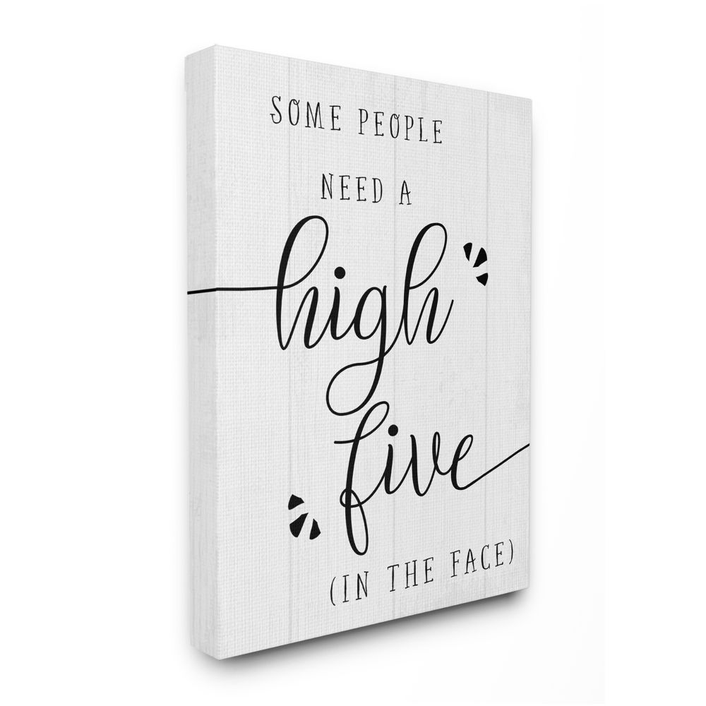 13 x 19 Off-White Stupell Industries High Five in The Face Phrase Sassy Humor Wall Art