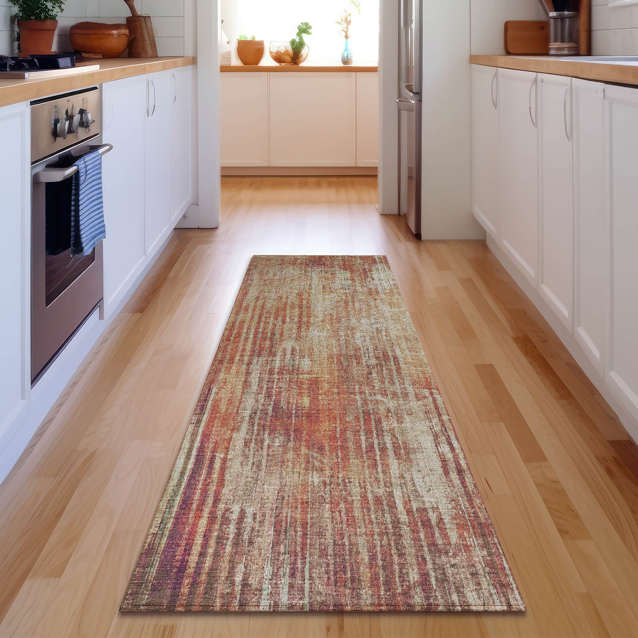 Addison Rugs AMF582PK2X8 Mayfield AMF582PK 2 x 7 (ft) Loomed Paprika Rectangular Indoor Geometric Machine washable Pet Friendly Area rug