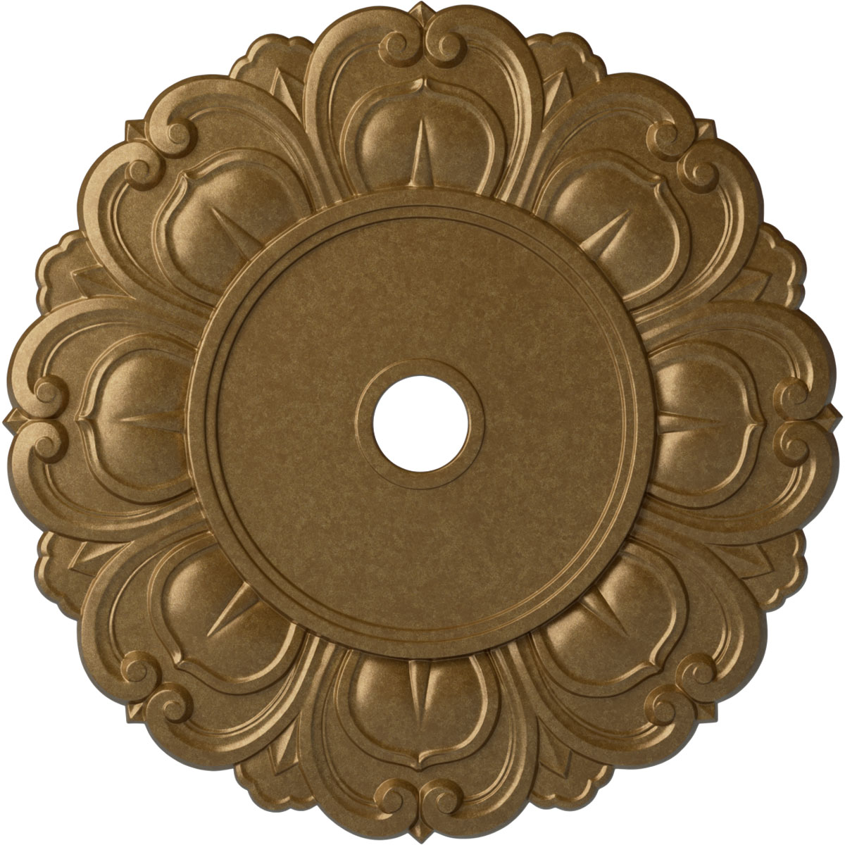 Ekena Millwork CM32ANPAS Angel 32.25-in W x 32.25-in L Painted Pale Gold Polyurethane Whole Ceiling Medallion
