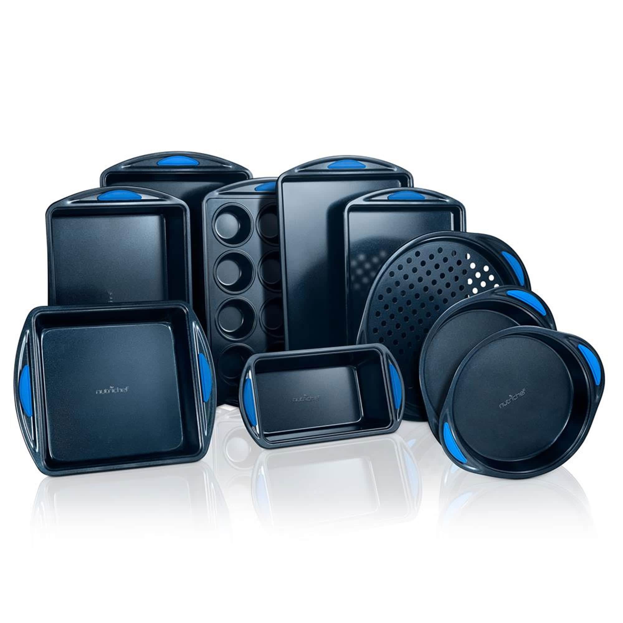 NutriChef 210309 Kitchen Oven Non Stick Blue Diamond Carbon Steel 10 Piece Bakeware Set