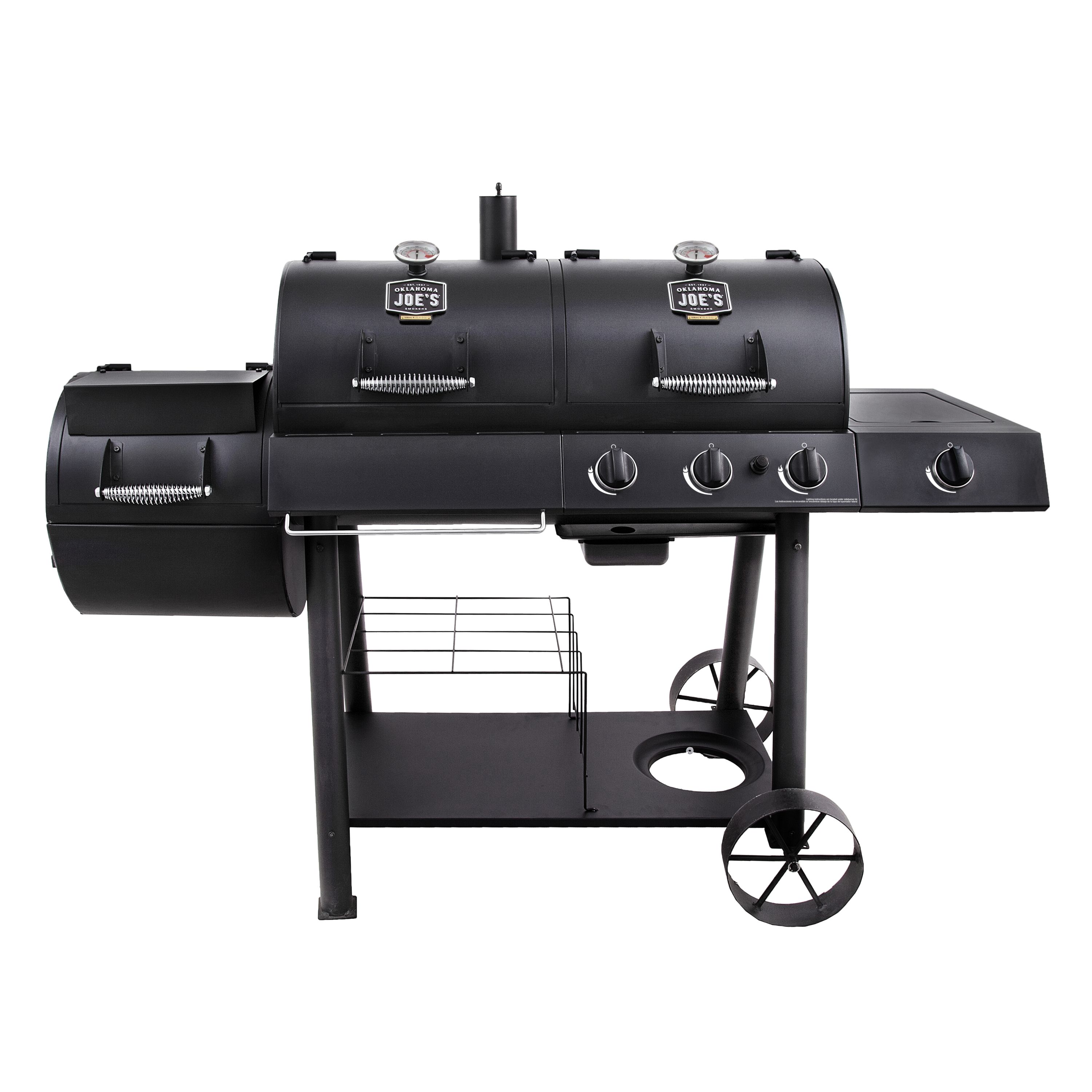 Oklahoma Joe's Longhorn Black Liquid propane and charcoal Combo Grill 1 -Side Burners