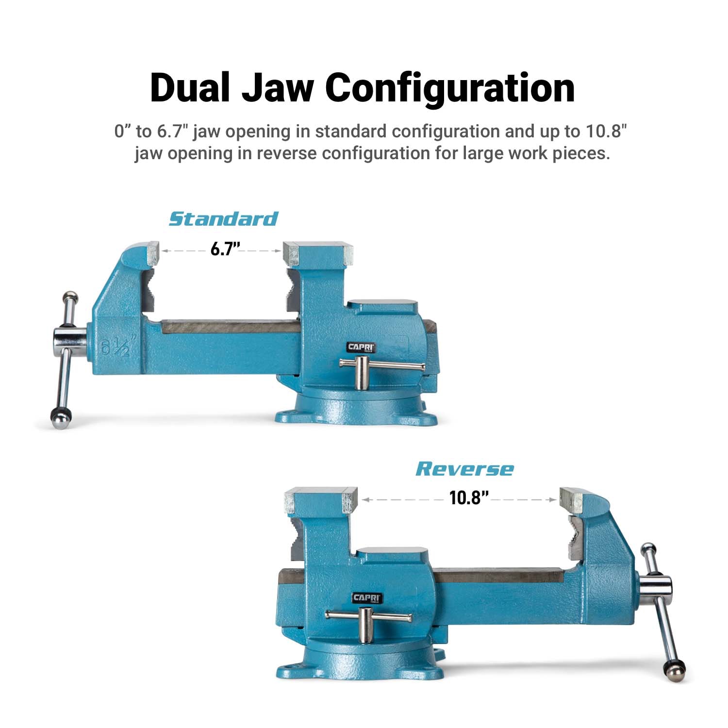 Capri Tools Reversible Bench Vise, 6-1/2-in Jaw Width, 10-1/2-in Jaw Opening, 4-in Throat Depth, 10000 lbs Clamping Force CP10550-6.5 Sansujyuku sansujyuku.com