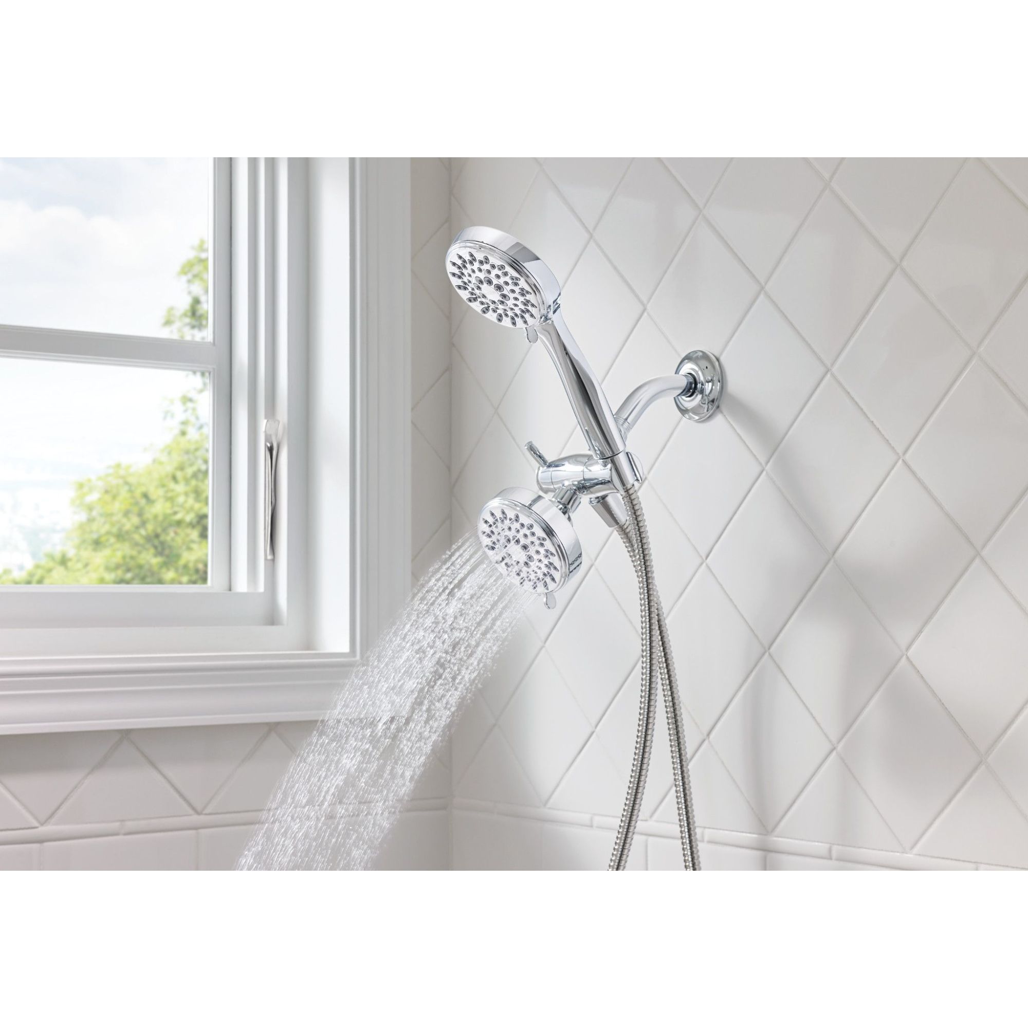 Chrome Dual Handheld Multi-Function Shower Head Combo
