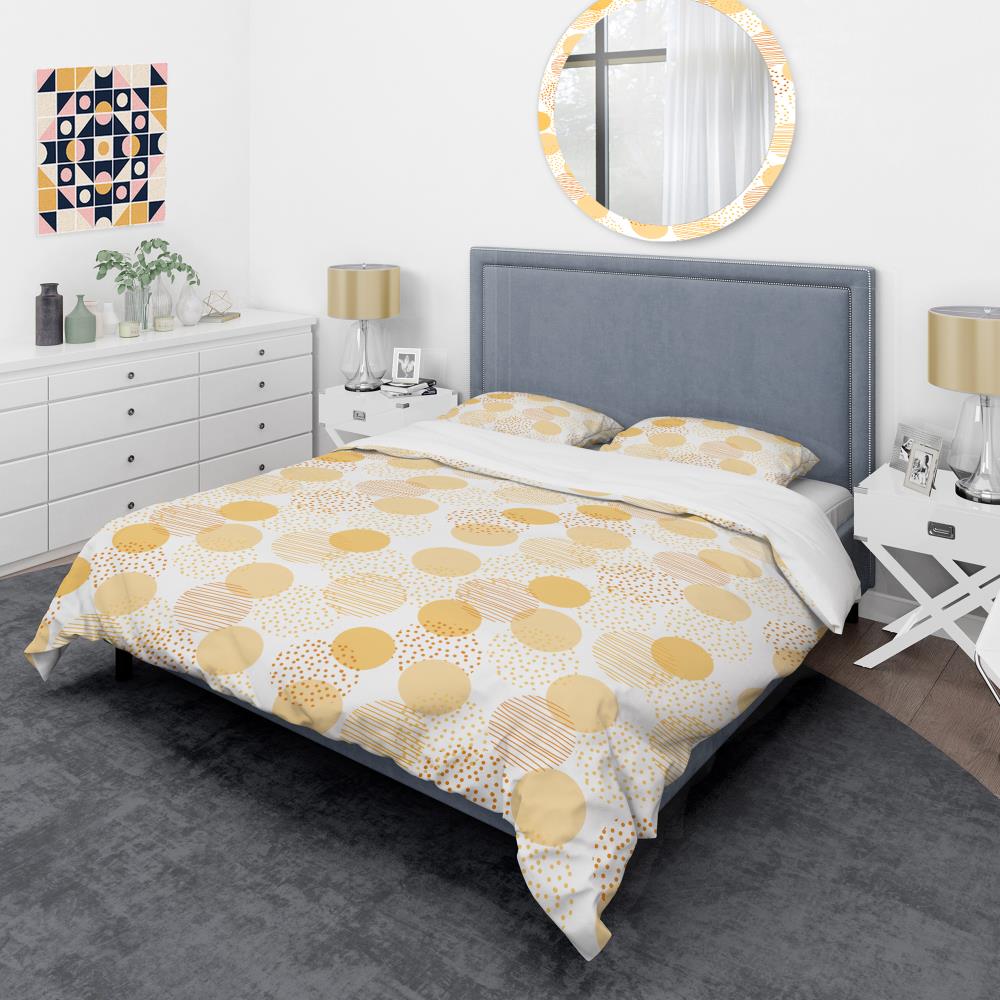 Twin Gold Geometric Microfiber Duvet Cover Set
