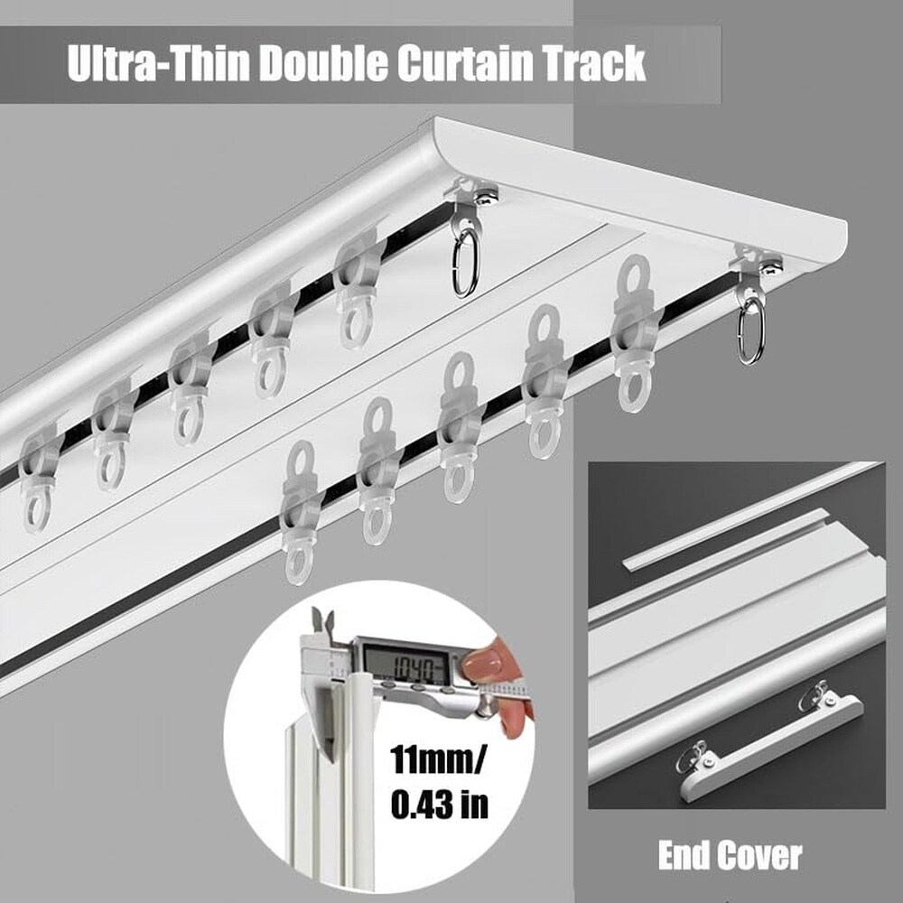AKSCYZM Double Row Curtain Track Silent Ceiling Aluminum Alloy Four ...