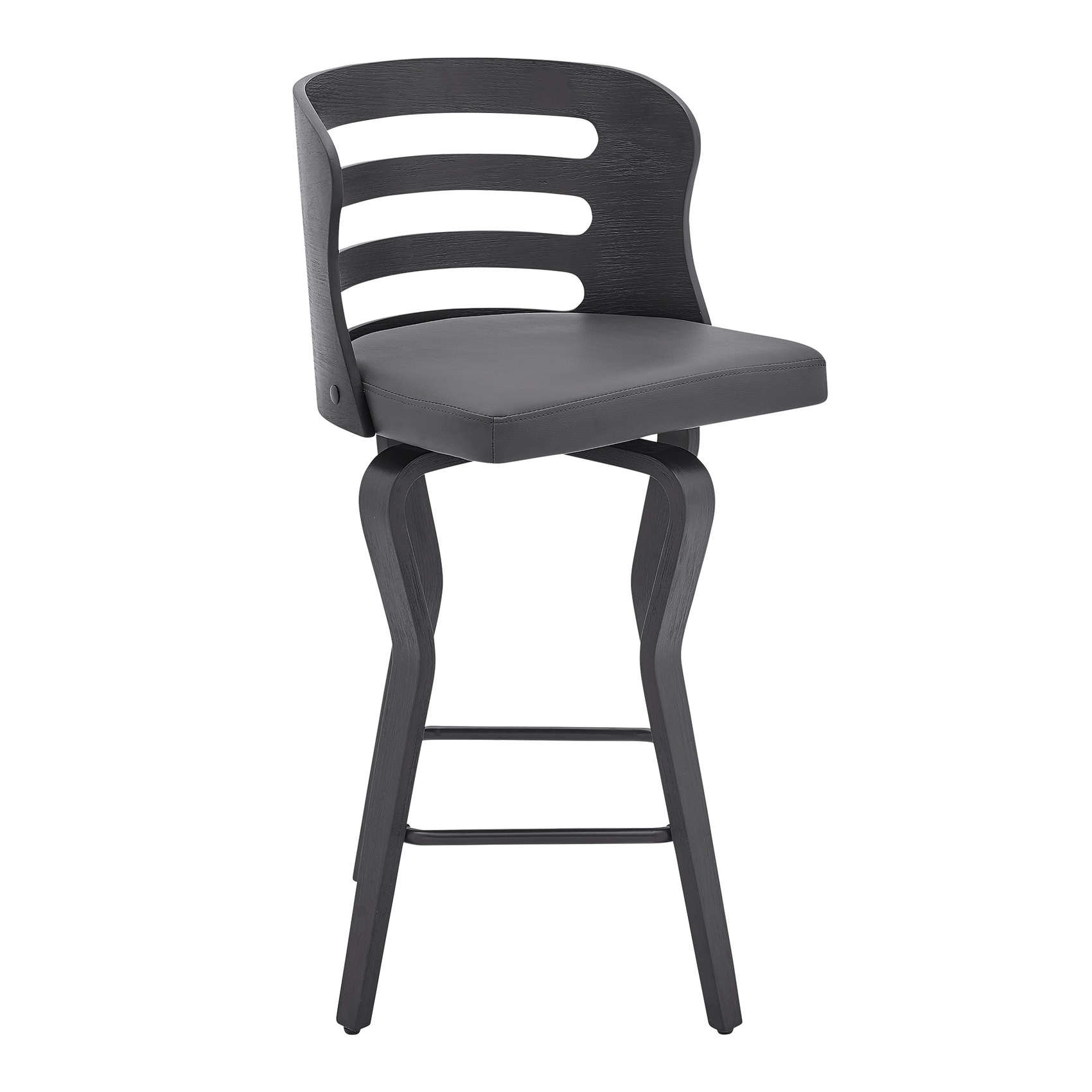 HomeRoots 4000477002 Gray 25.0-Inches H Counter height Round seat Upholstered Swivel Wood Bar Stool