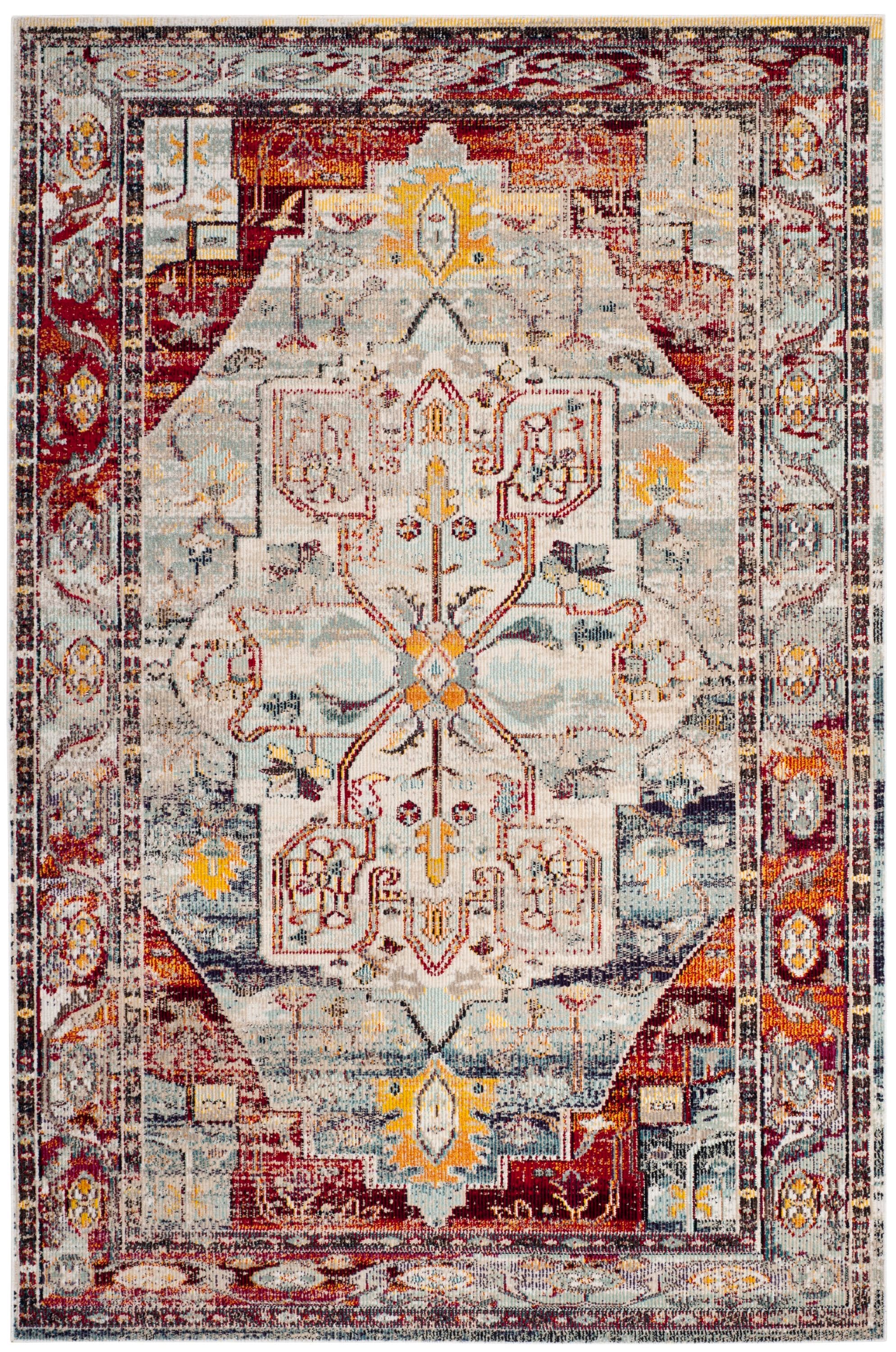 Safavieh CRS503C-5 Crystal Lucca 5 x 8 (ft) Loomed Polypropylene Light Blue/Red Rectangular Indoor Floral/Botanical Oriental Area rug