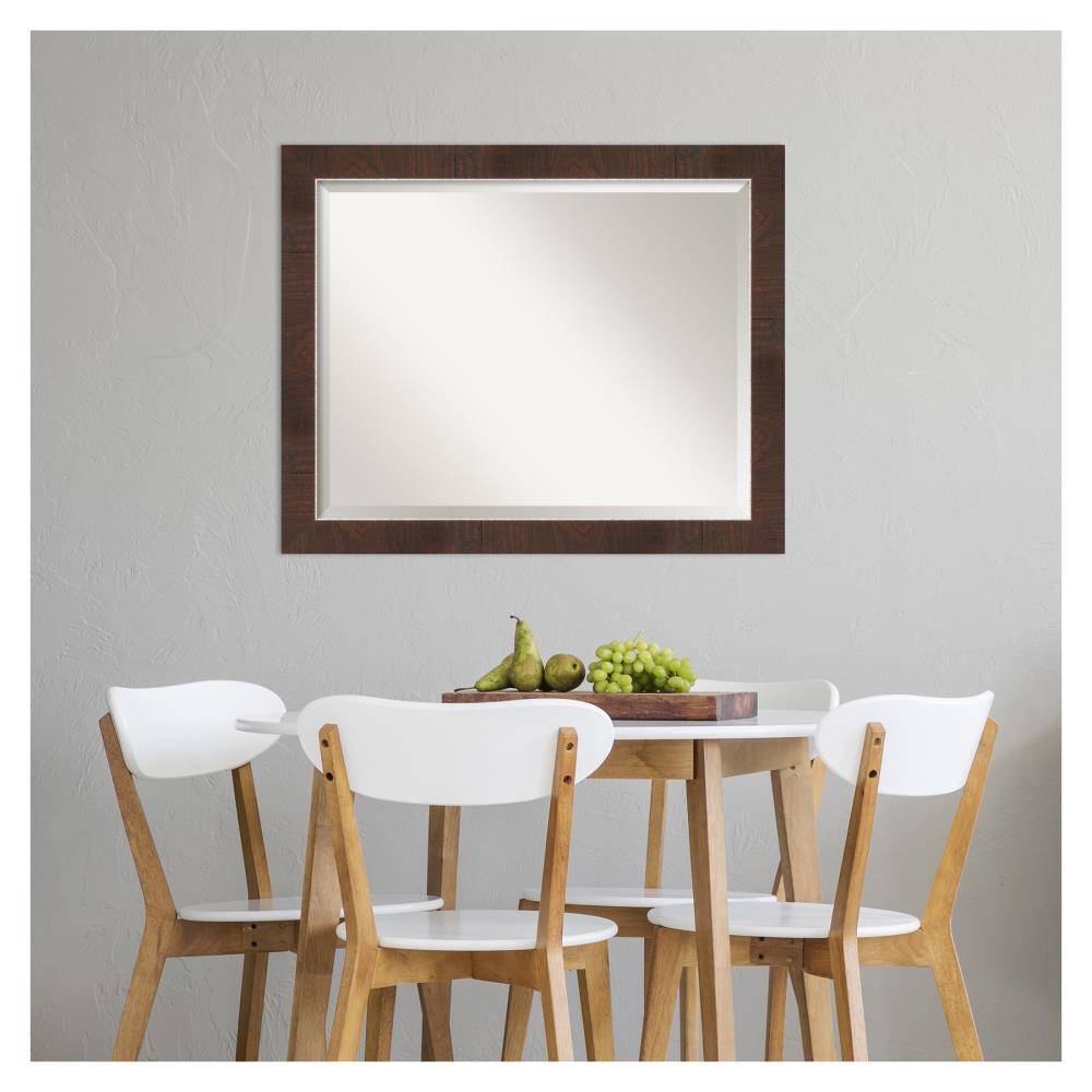 Wildwood Brown and Crosshatch Silver Rectangular Bathroom Vanity Mirror