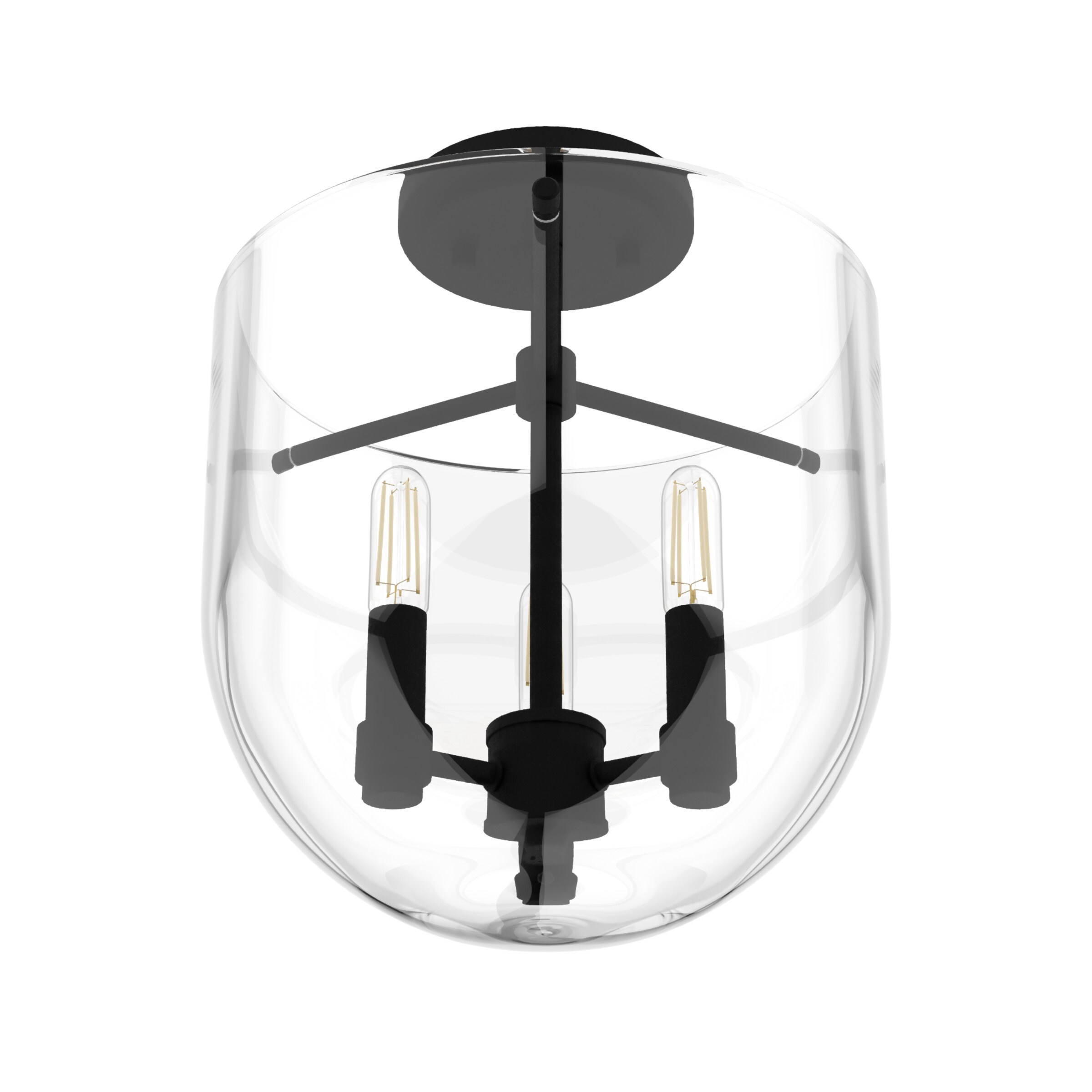 Sacha Modern Natural Black Iron Bowl LED Flush Mount Light
