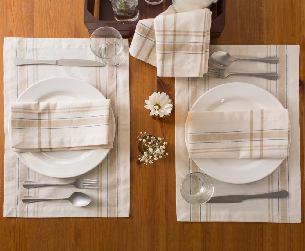 Cream and Ivory French Stripe Cotton Placemats Set of 6