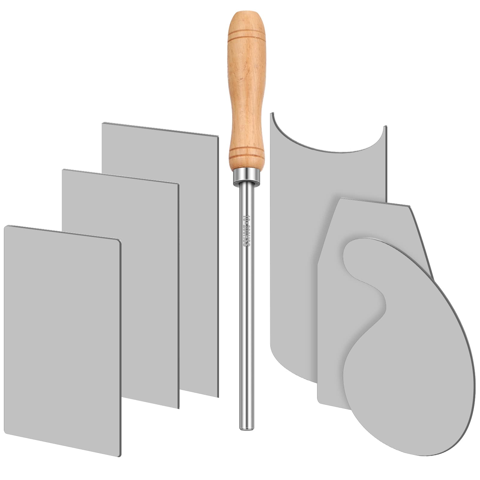 Phyfalip  Woodworking Scraper Set with Burnisher and Six Carbon Steel Scrapers for Cabinet Making and Wood Surface Smoothing