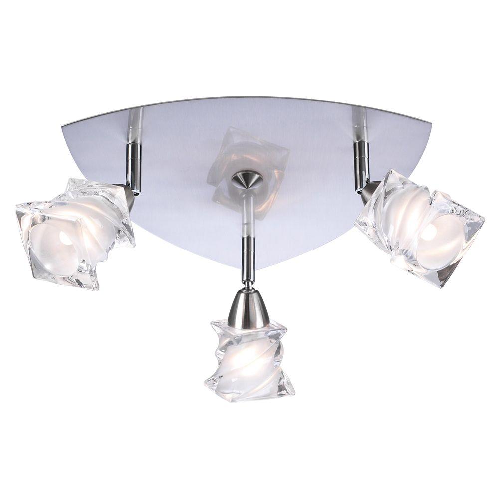 PLC Lighting 6071 SN 1-Light 12-in Satin Nickel Halogen Flush Mount Light