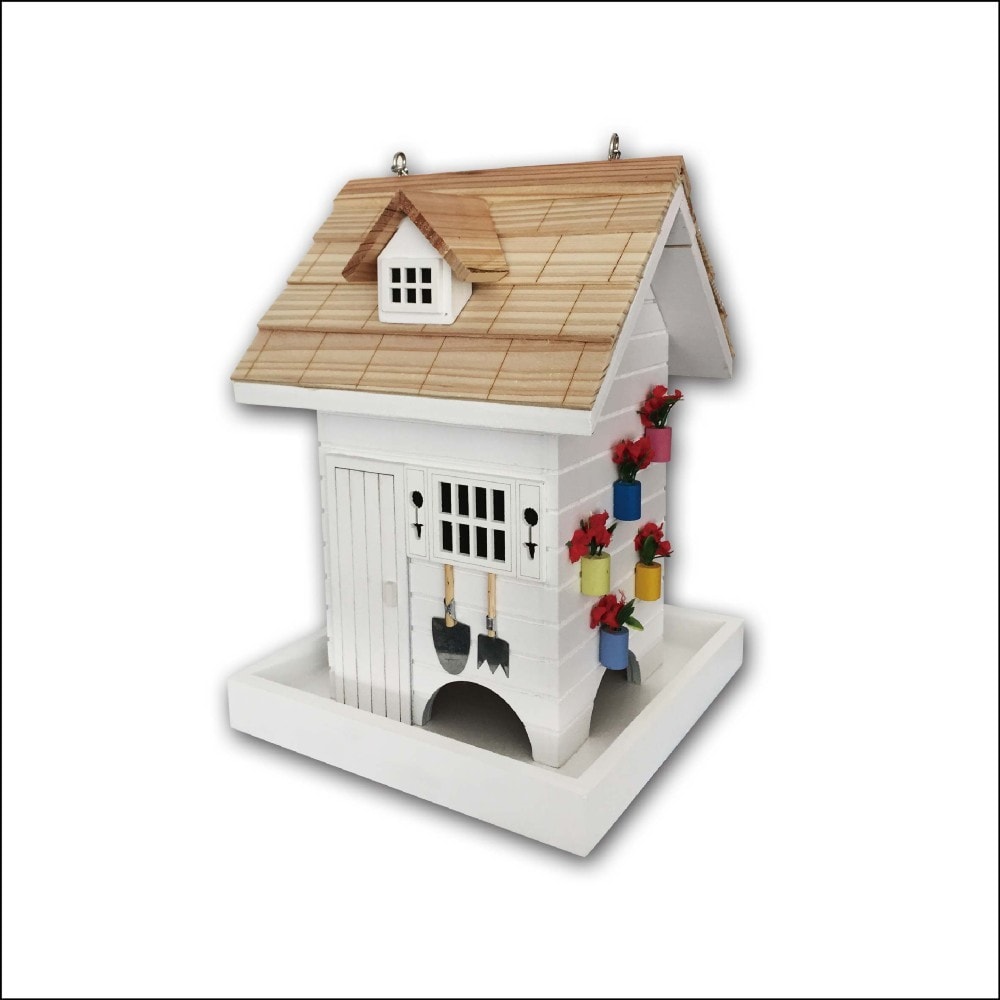 Home Bazaar HB-9504FWS Wood Hanging/Post-mount Tray Bird feeder -