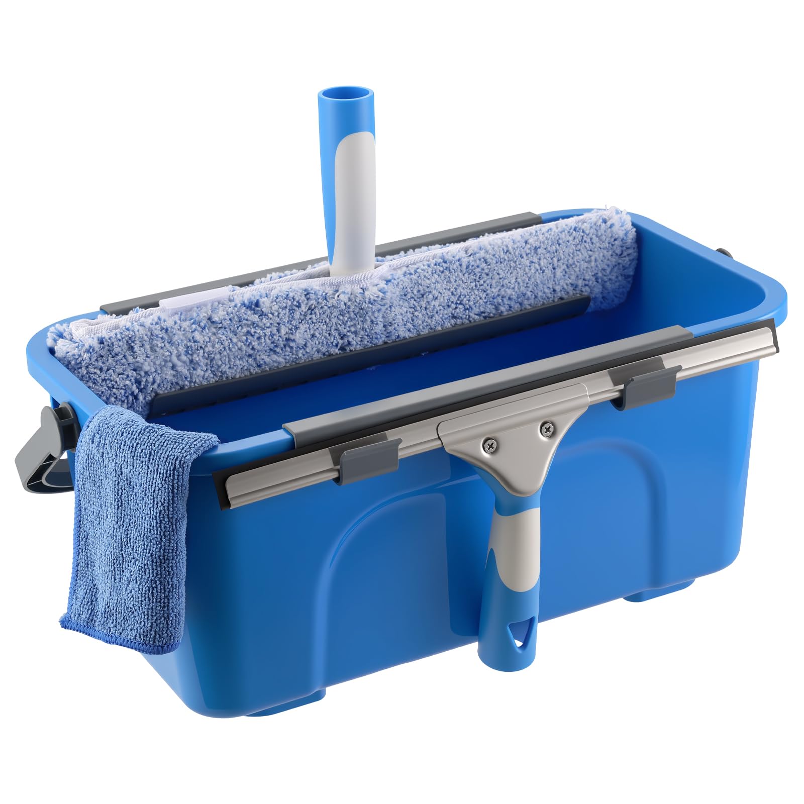AOIZGMY  Professional Window Cleaning Kit with 3 Gallon Compact Bucket Silicone Squeegee Microfiber Scrubber and Cloth for Home or Commercial Use