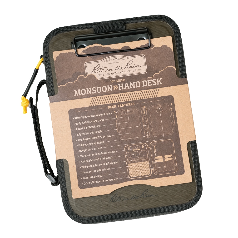 Rite in the Rain M958 Monsoon Hand Desk Black / Green Nylon 7-in W x 1.75-in D x 9.5-in L Zippered Accessory tool bag