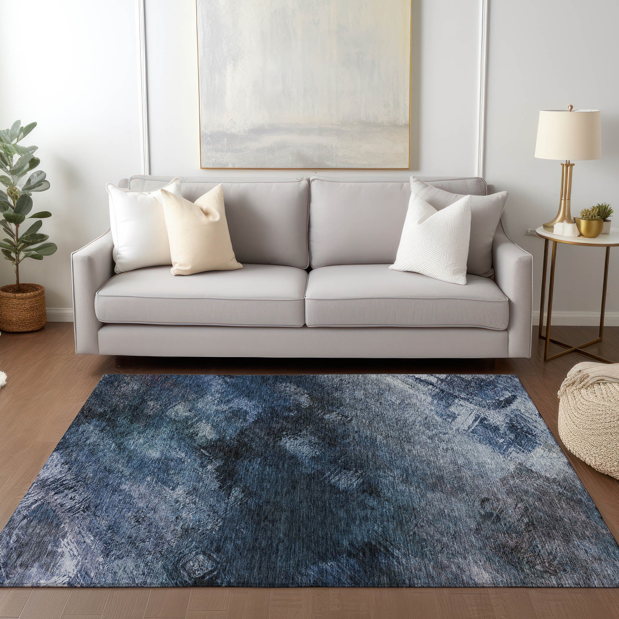Addison Rugs ACN590BU10X14 Chantille ACN590BU 10 x 14 (ft) Polyester Blue Rectangular Indoor/Outdoor Abstract Machine washable Area rug