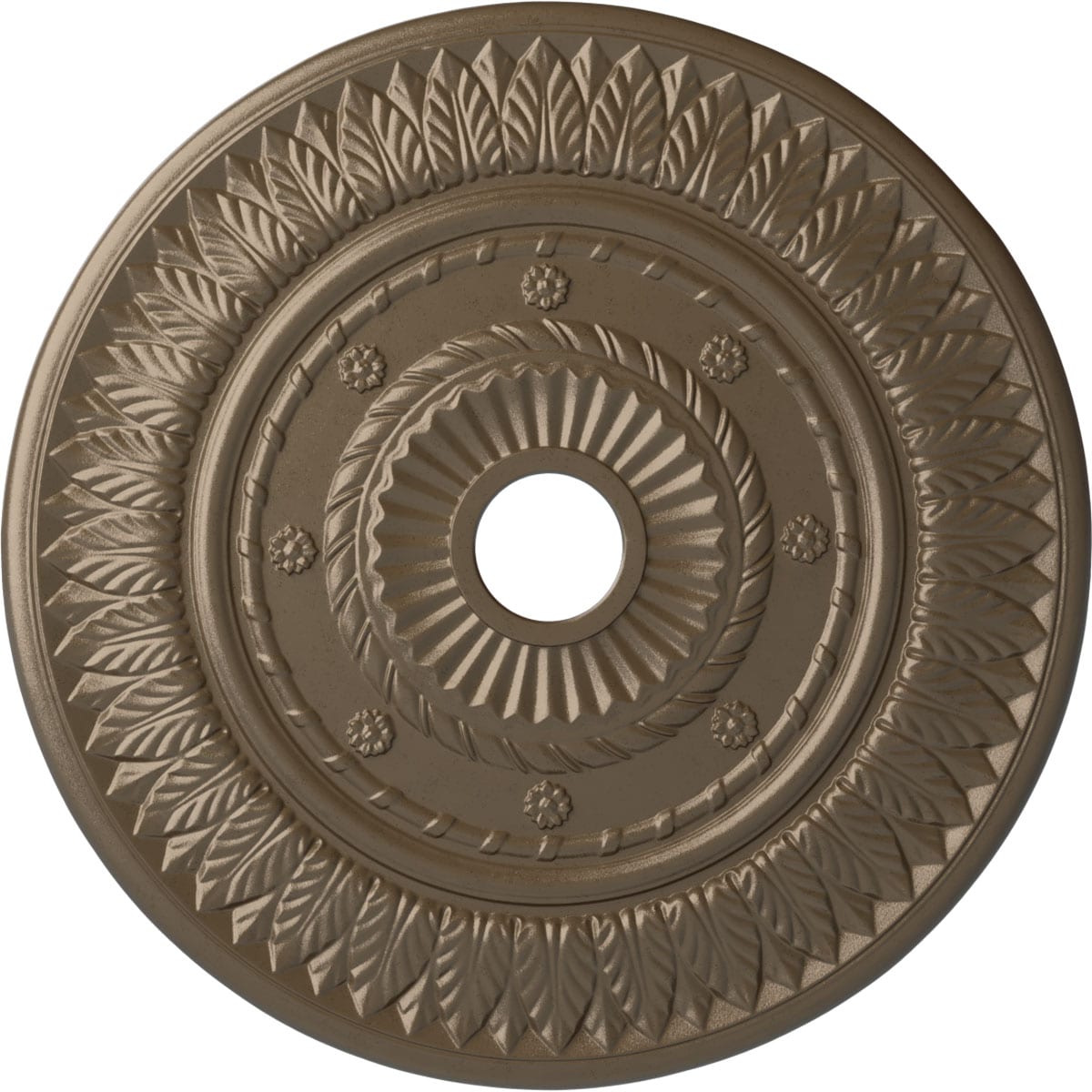 Ekena Millwork CM26LFWSS Leaf 26.75-in W x 26.75-in L Painted Warm Silver Polyurethane Whole Ceiling Medallion