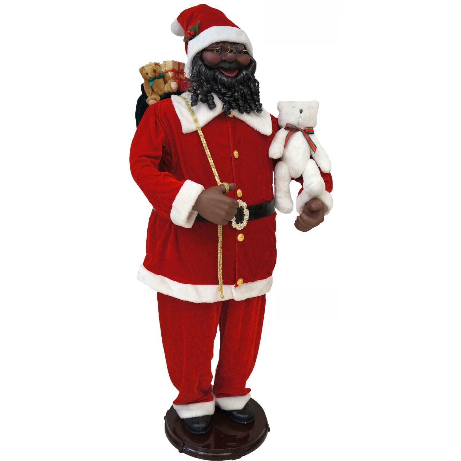 Life-Size Red Velvet Dancing Santa with Teddy Bear