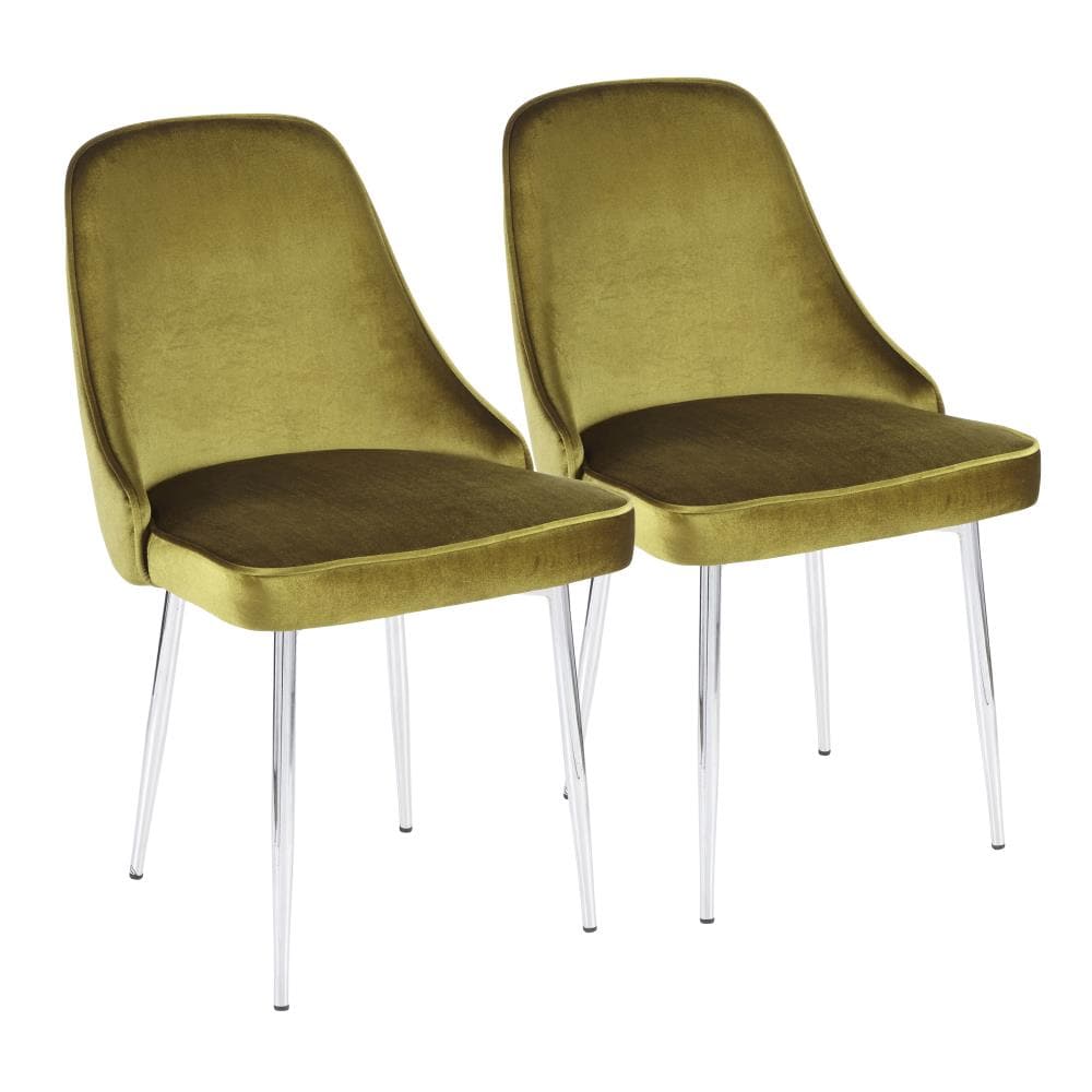 LumiSource DC-MARCL GN2 Set of 2 Marcel Contemporary/Modern Velvet Upholstered Dining Side Chair (Metal Frame)