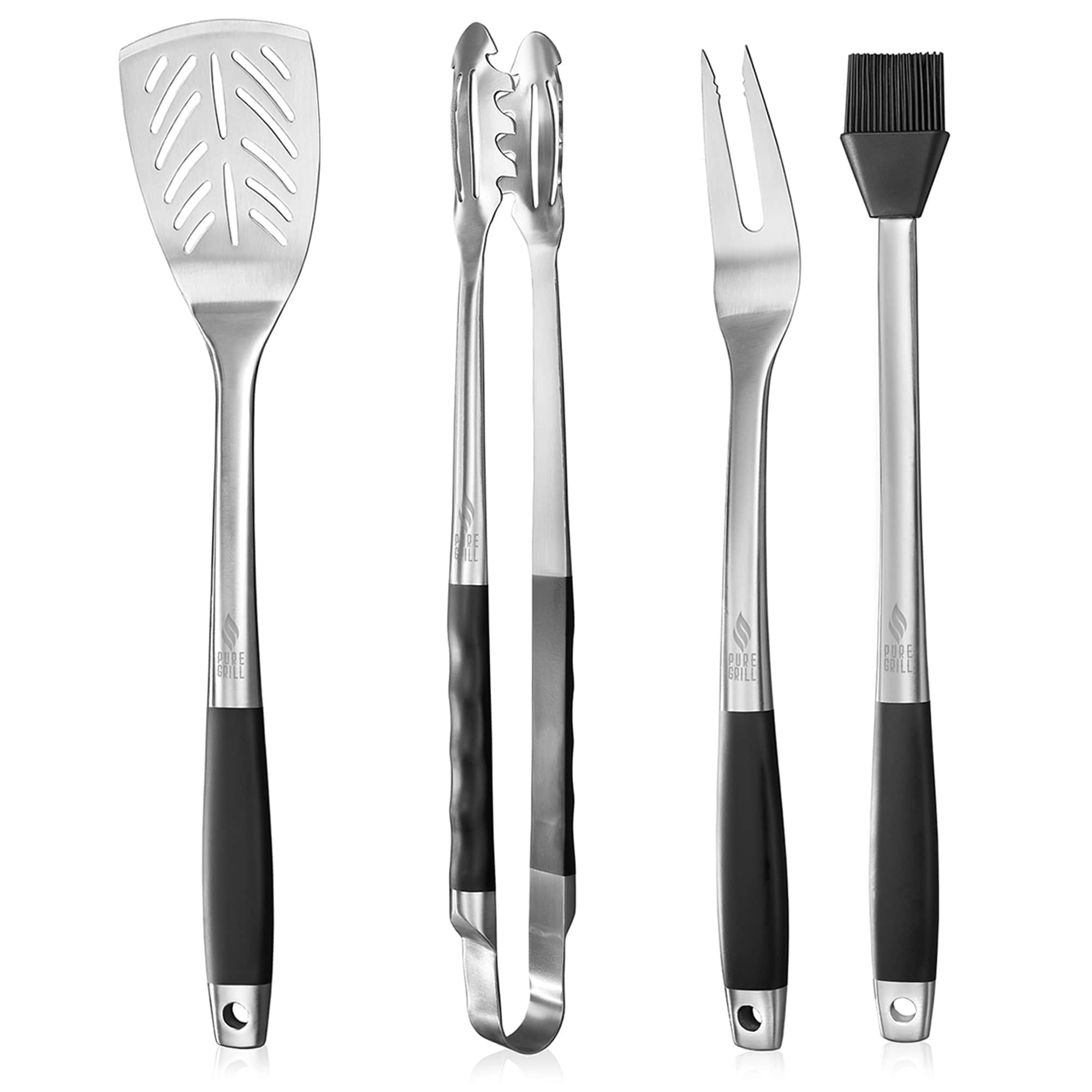 Pure Grill BBQ-TL-U22 4pc BBQ Tool Utensil Set - Stainless Steel