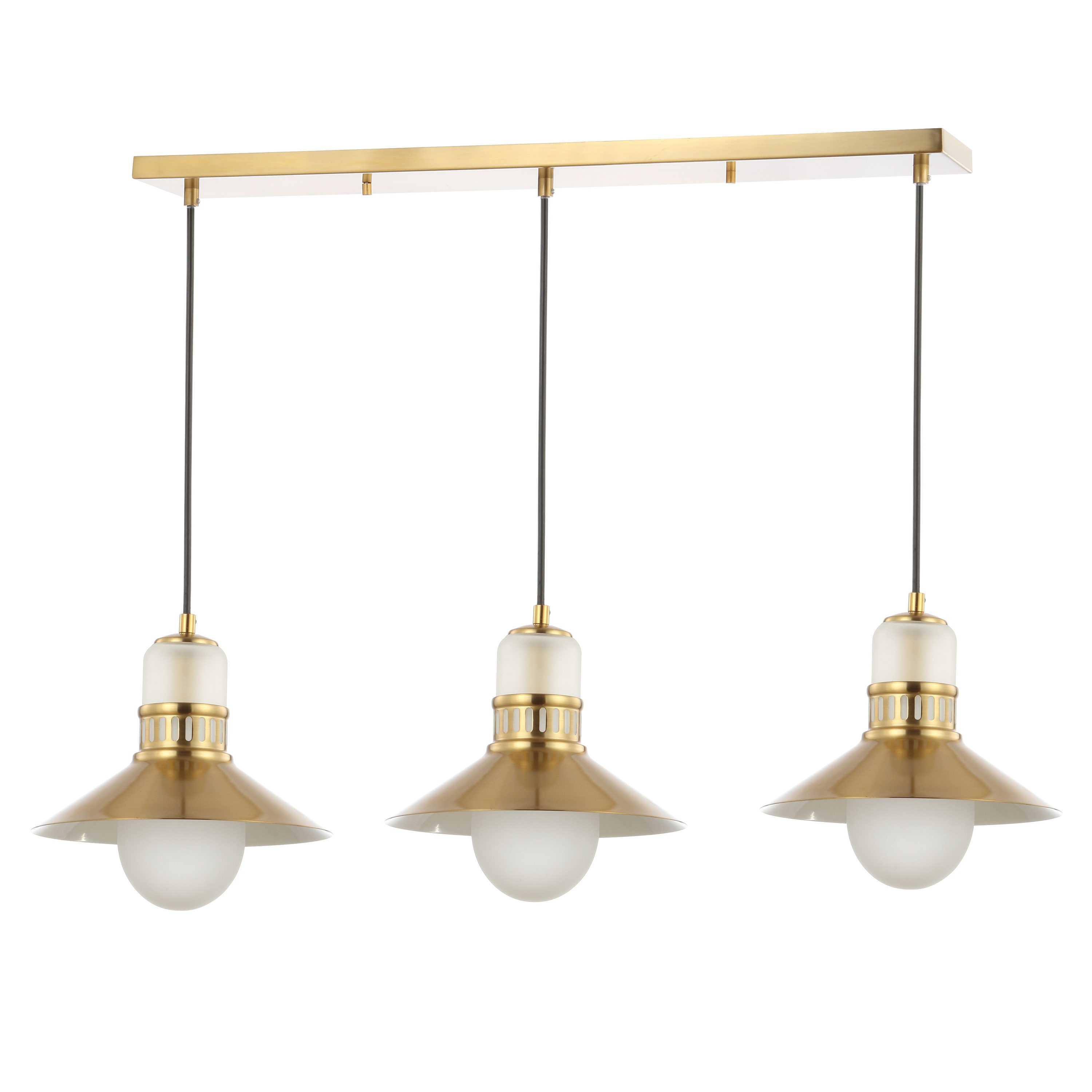 Colin Modern Transitional Brass Gold LED Triple Pendant Light