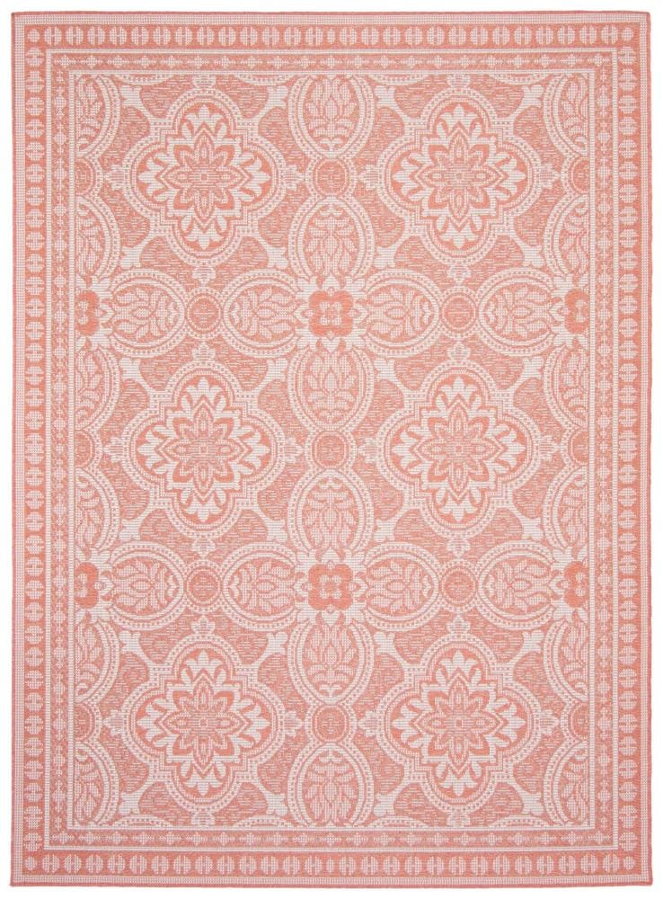 ECARPETGALLERY 351517 Veranda Traditional 5 x 7 (ft) Loomed Polypropylene Coral Rectangular Indoor/Outdoor Damask Area rug
