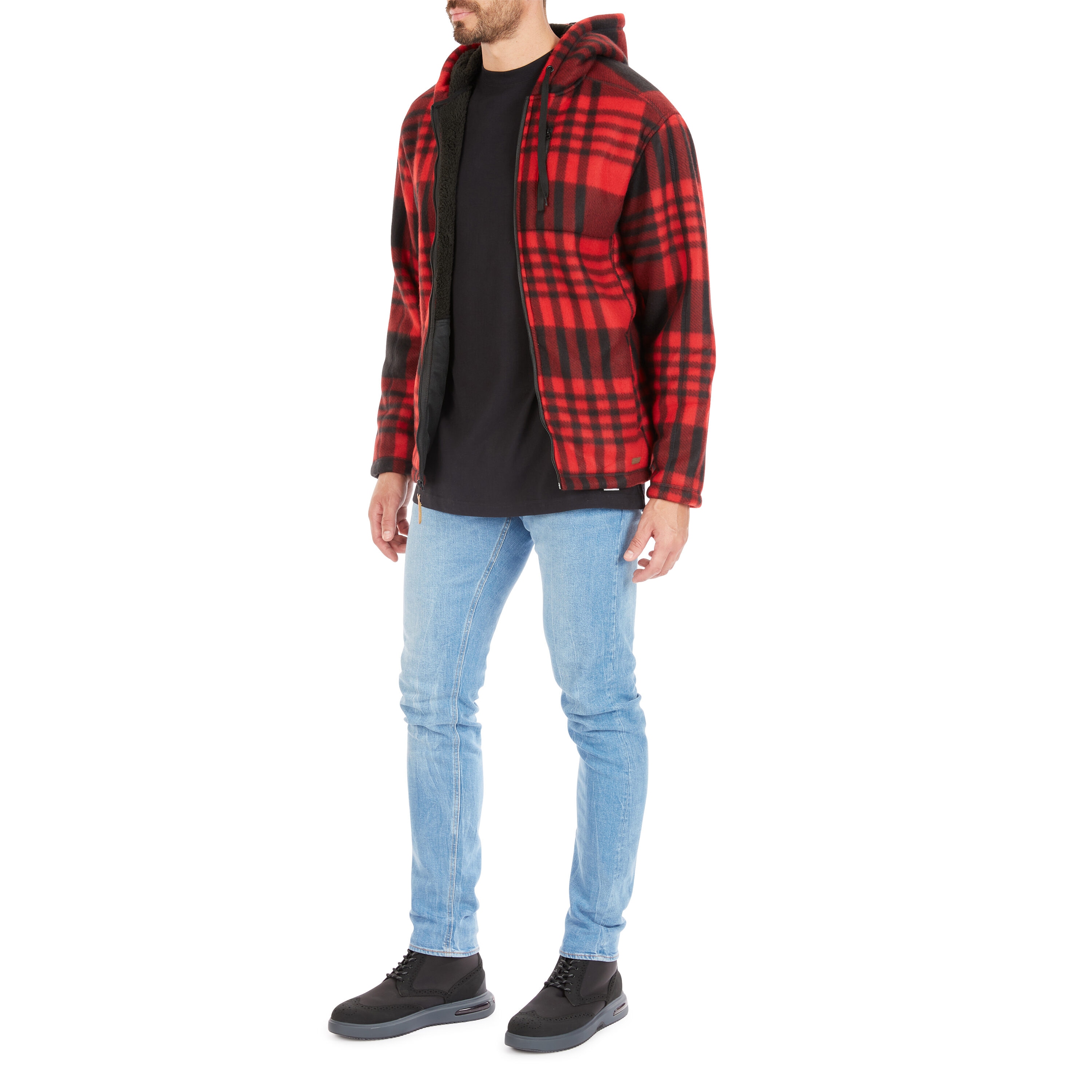 Smith\'s Workwear Butter-Sherpa Lined Plaid Jacket Zip the & department Fleece Coats Polar Jackets at Hooded Full in Work