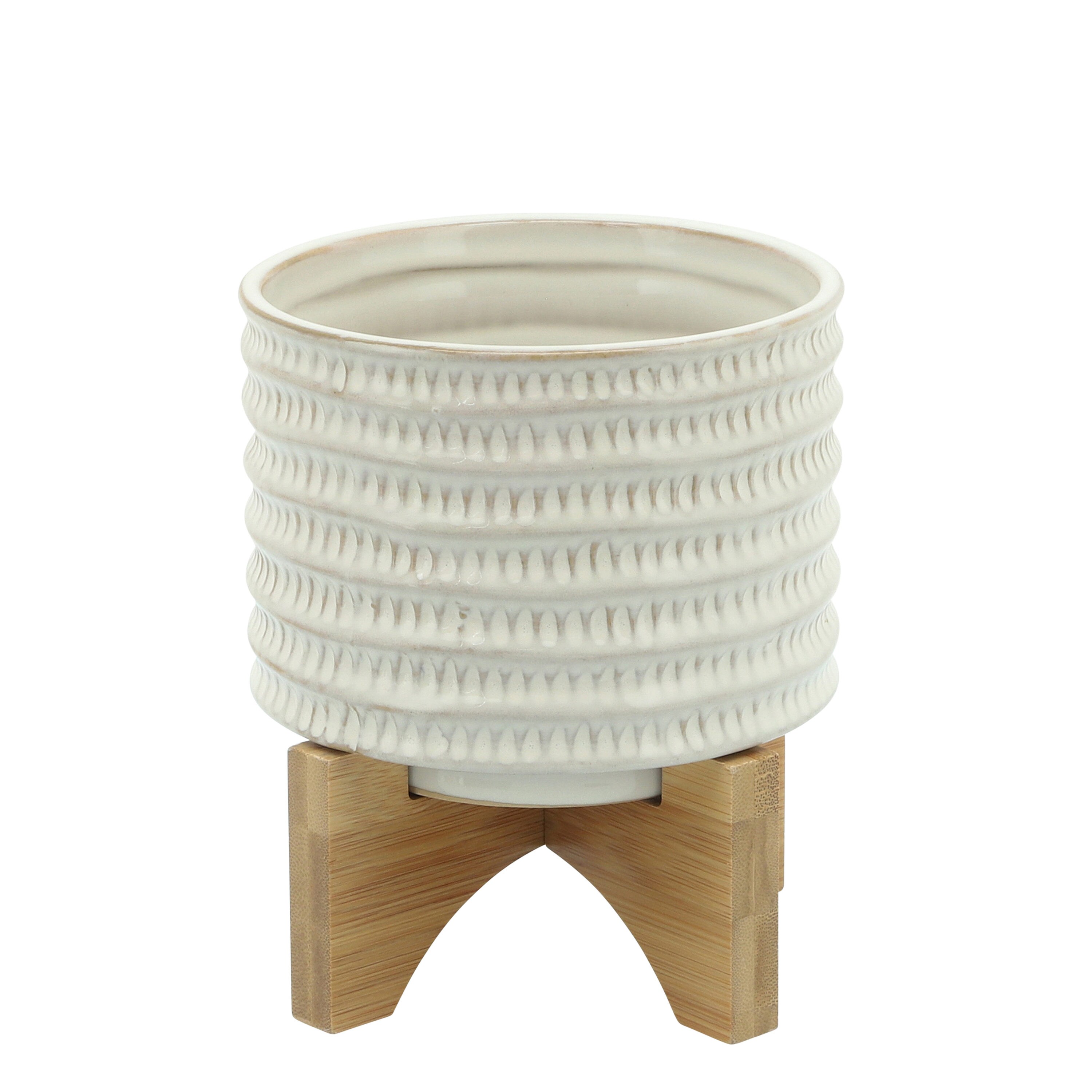 Sagebrook Home 5.5-in x 7-in Ivory/Beige Ceramic Planter in the Pots ...