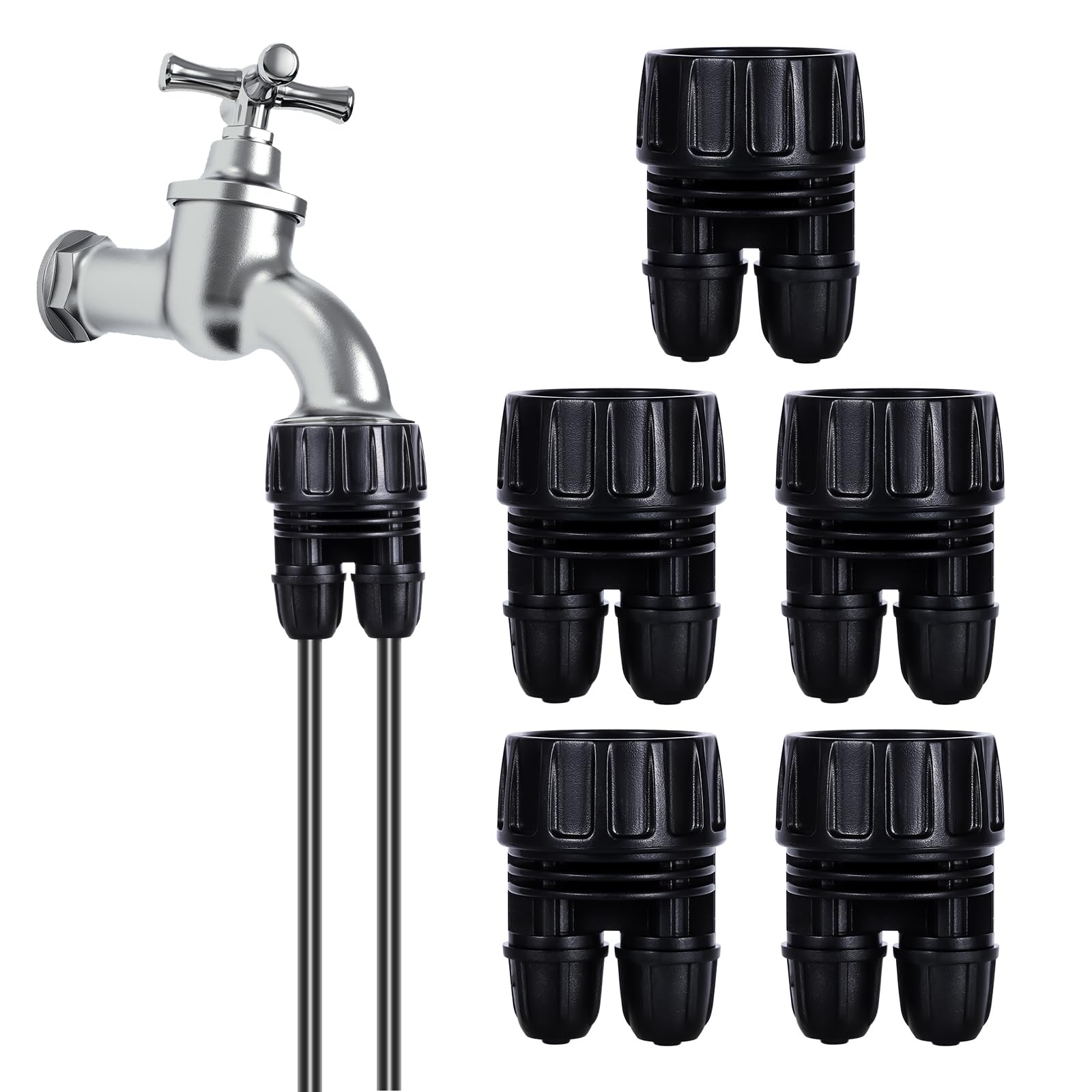 Adrinfly -  5 pcs Hose Adapter Kit Y Water Splitter Converts Three Quarter Inch Female GHT to Qua...