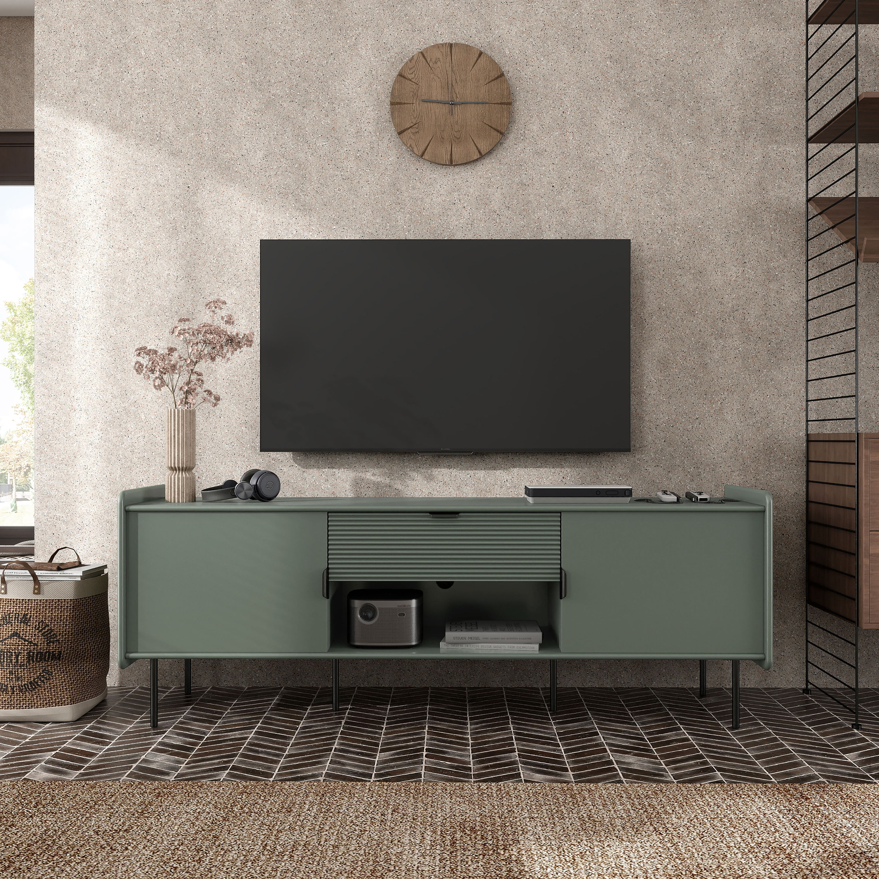 Furniture of America IDI-243247 Rainer Modern/Contemporary Sage Green TV stand ( Accommodates TVs up to 65-in )