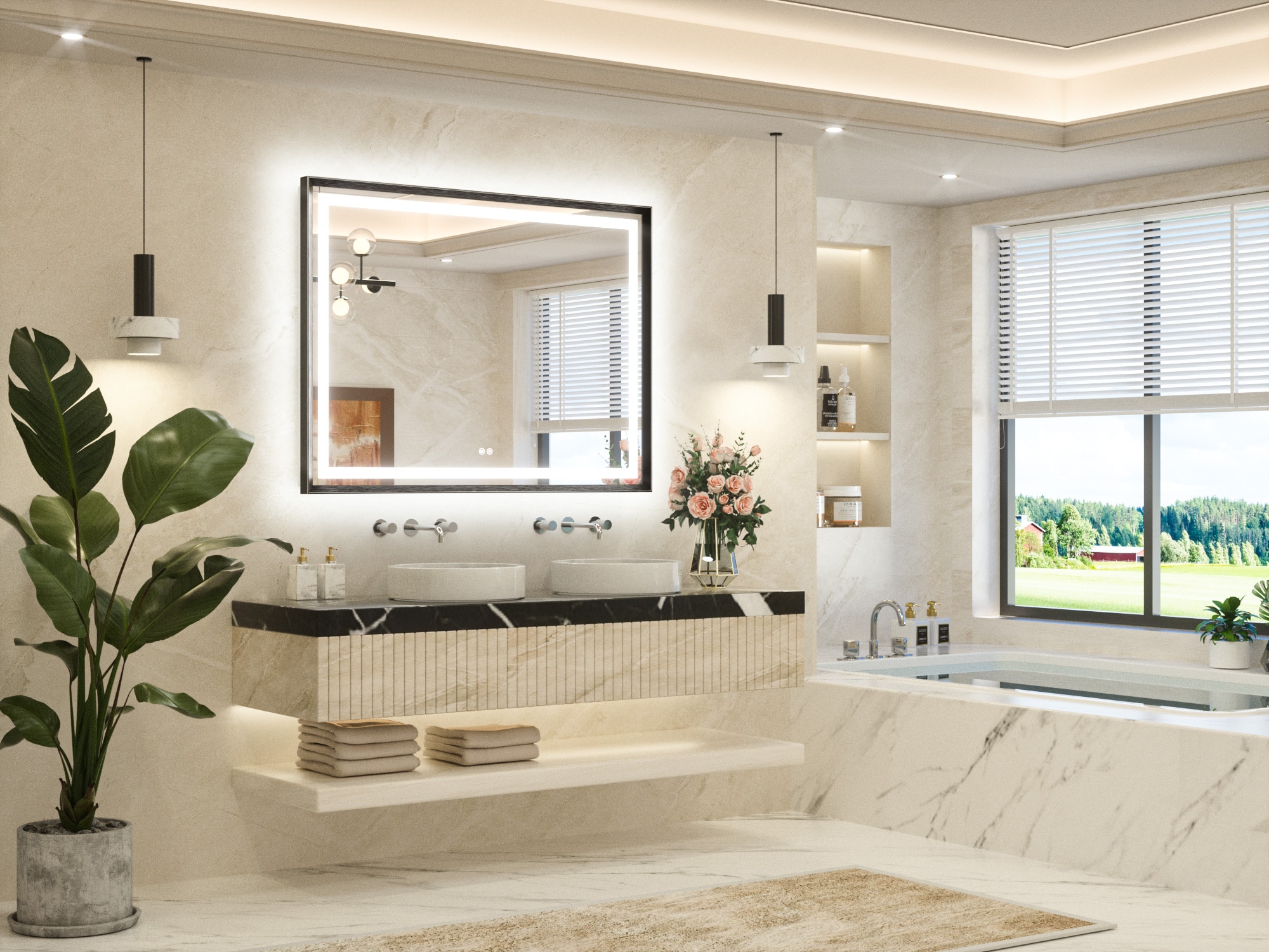 TETOTE LSC-TE-4836BK-B66 Framed-Bath-Mirrors - View #2