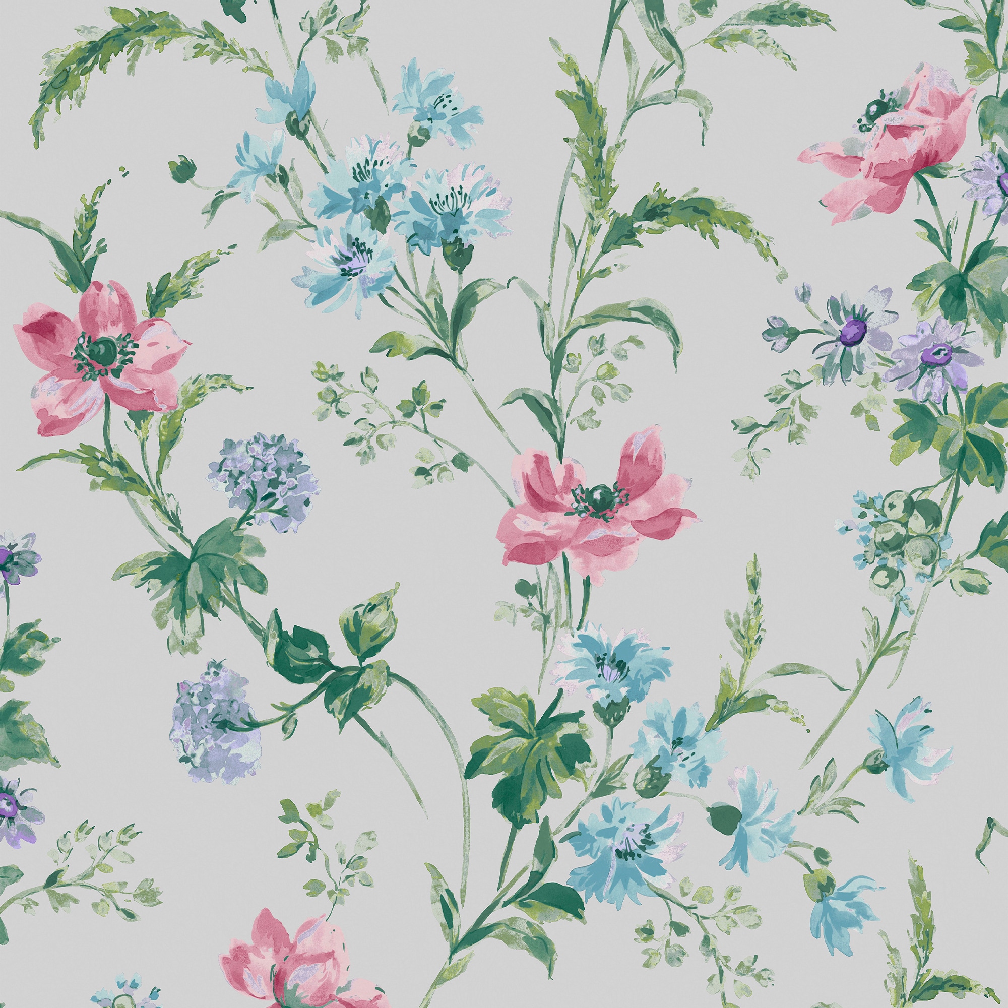 Laura Ashley 56-sq ft Pale Violet Vinyl Floral Unpasted Wallpaper