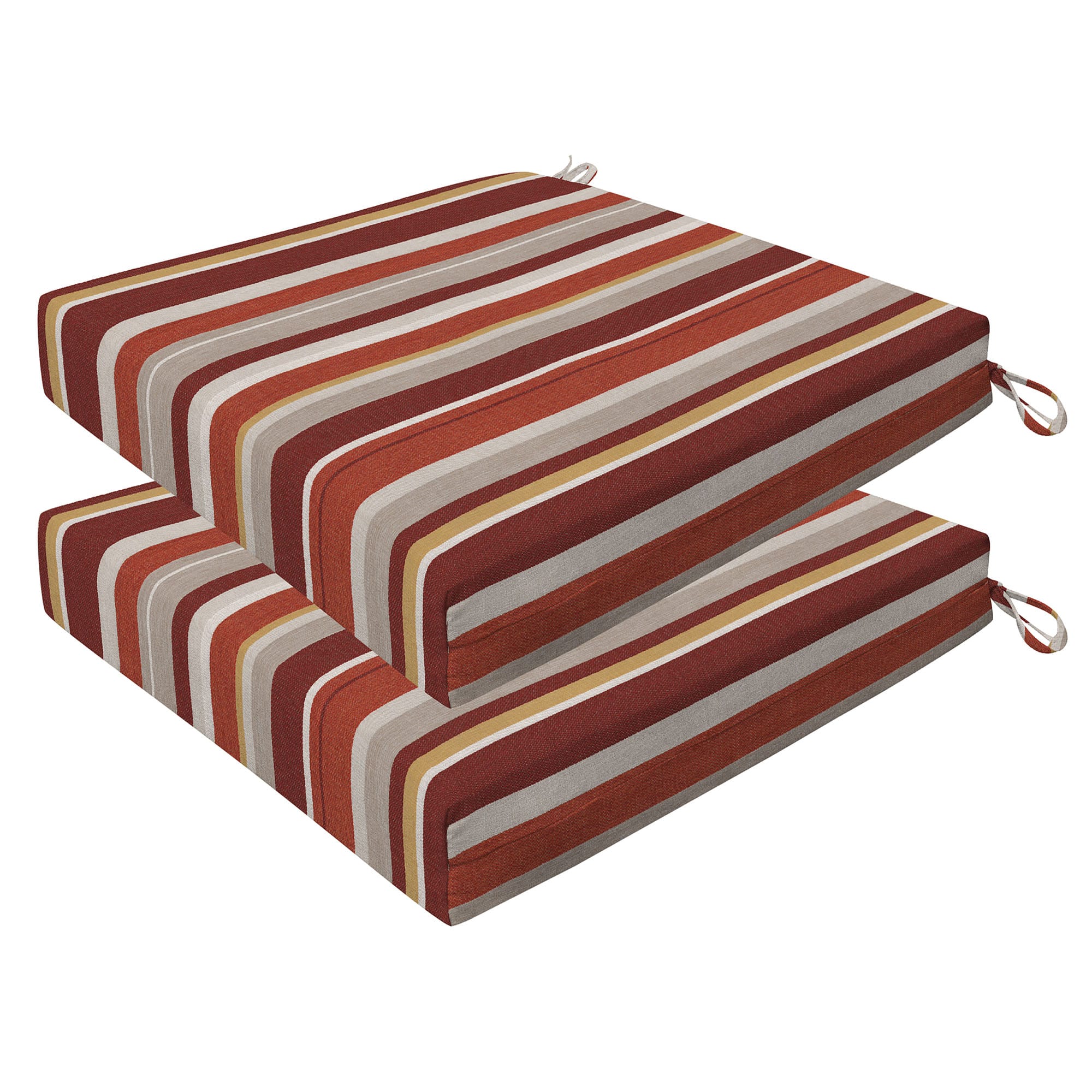 3i Products 20in x 20in 2 Piece Stripe Brick Patio chair cushion in