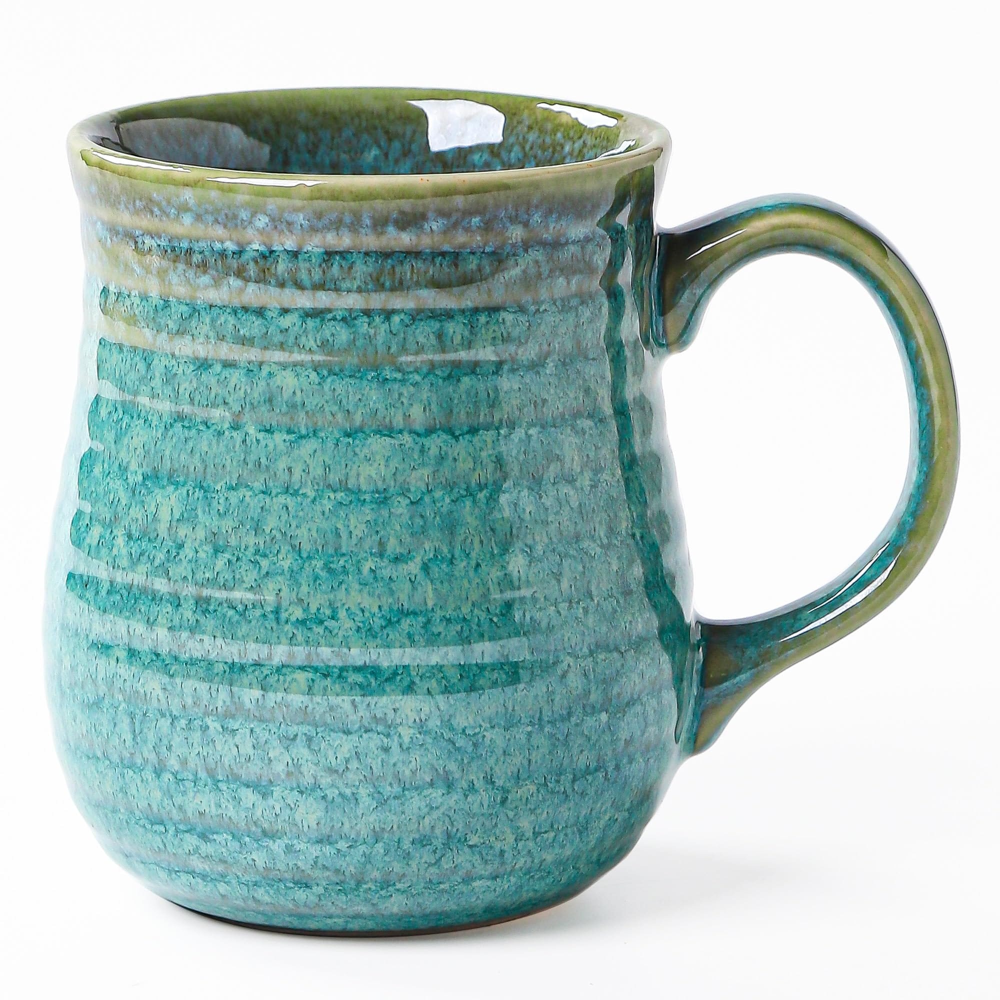Aoibox  23 oz Ceramic Coffee Mug with Large Handle Handmade Crystal Green Microwave and Dishwasher Safe