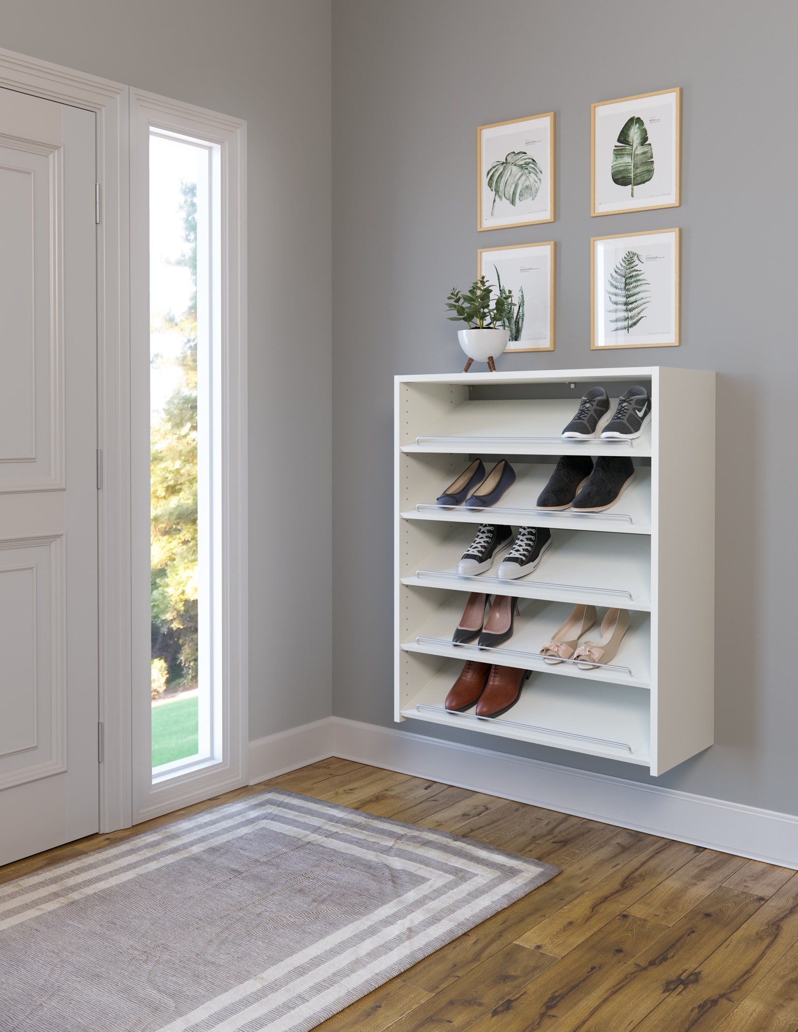 Easy Track 40-in H 6 Tier 14 Pair White Composite Shoe Rack at