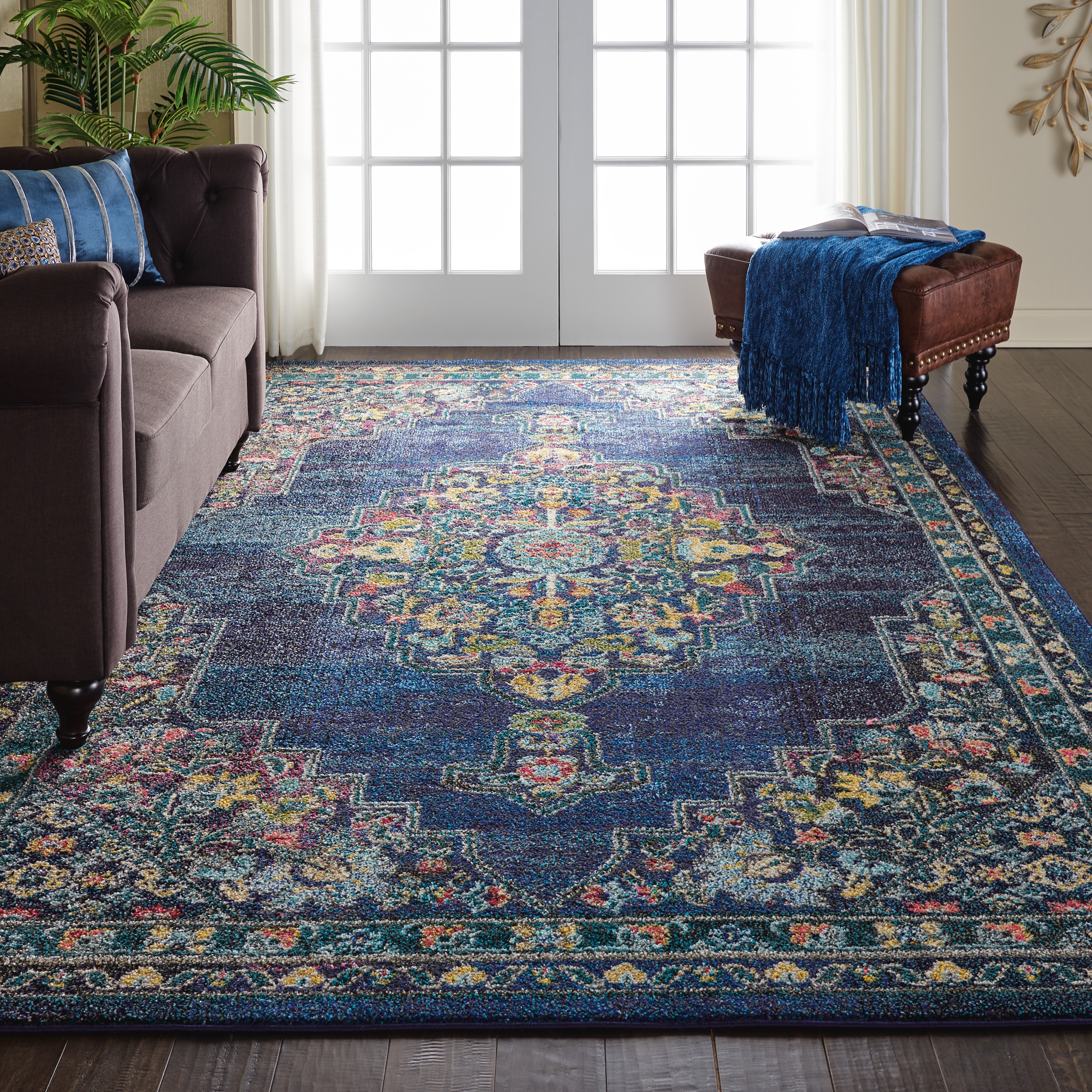 Nourison 99446454430 Passionate 7 x 9 (ft) Polypropylene Navy Rectangular Indoor Abstract Area rug