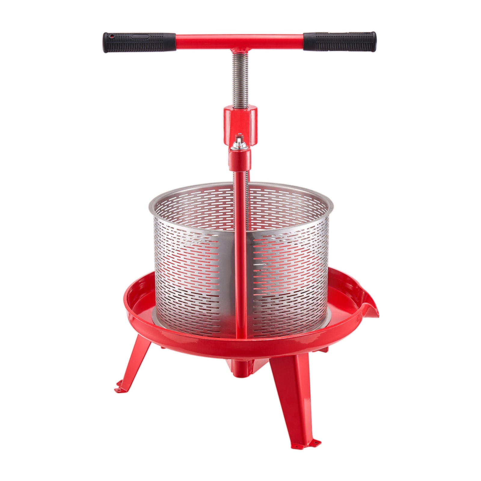 VEVOR SCGJYZJLSBXG06846V0 2.38 Gal/9L Fruit Wine Press Stainless Steel Basket with Cross-beam and Triangular Structure Manual Juice Maker Cider Apple Grape Tincture Making Press with T-Handle for Kitchen Home