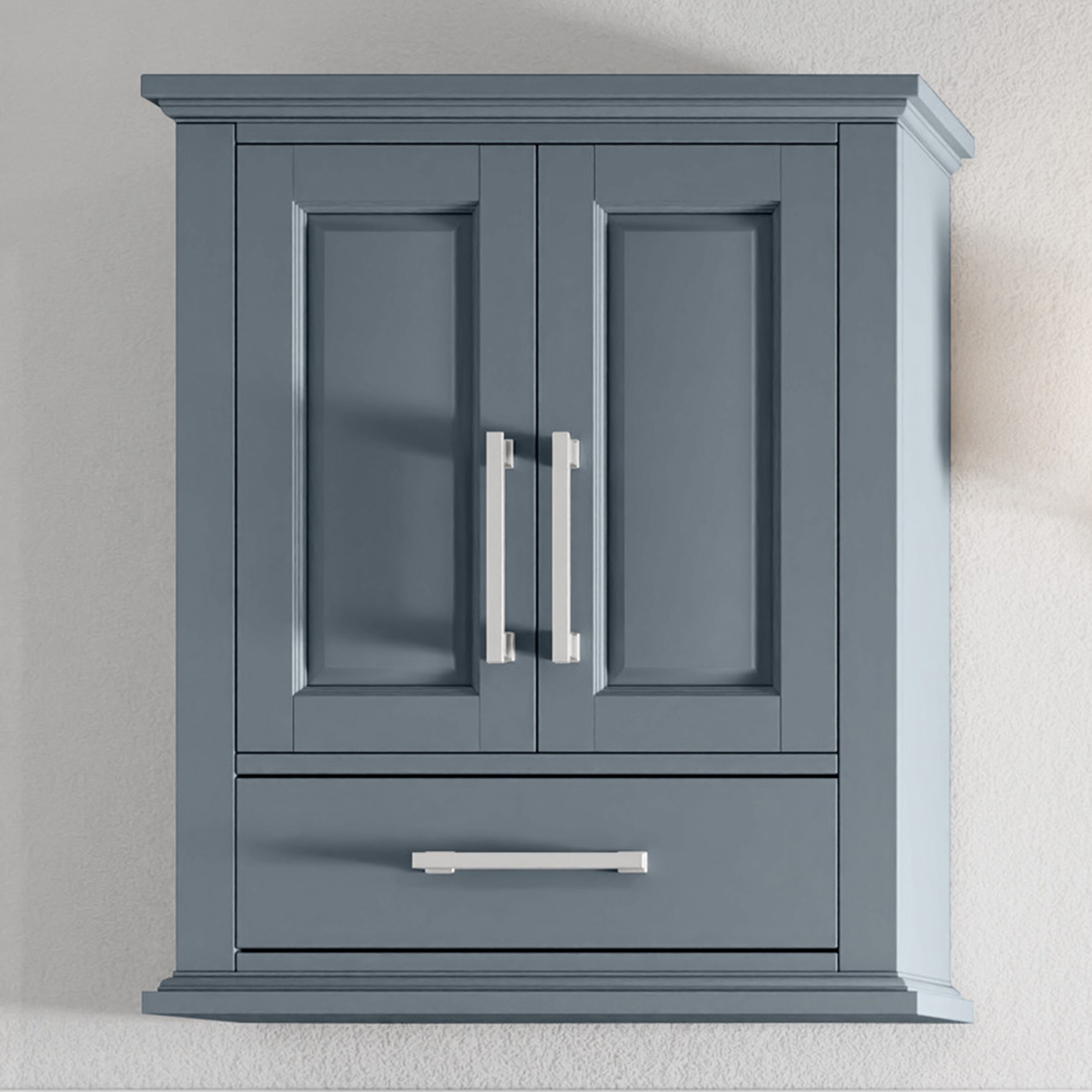 allen + roth Brookview 24-in x 29-in x 10-in Slate Blue Soft Close Bathroom Wall Cabinet