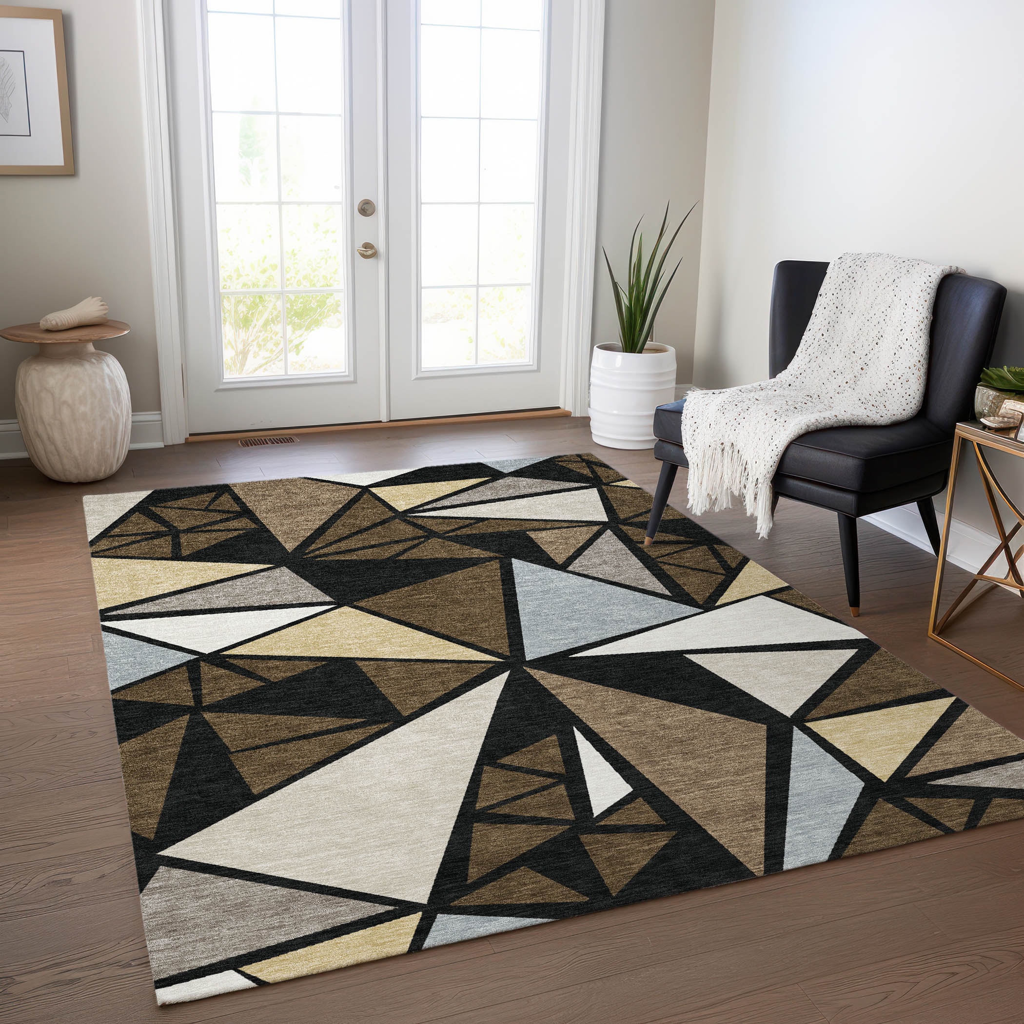 Addison Rugs ACN1039BR5X8 Chantille ACN1039BR 5 x 7 (ft) Polyester Brown Rectangular Indoor/Outdoor Geometric Machine washable Area rug