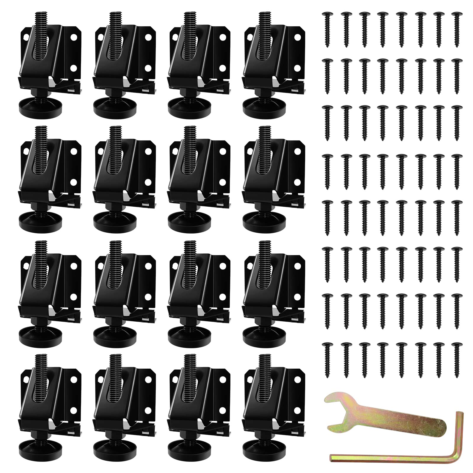 Lukvuzo  16 Pieces Heavy Duty Adjustable Leveling Feet for Furniture with Hexagon Nuts Lock for Tables Cabinets Workbench Shelving Units