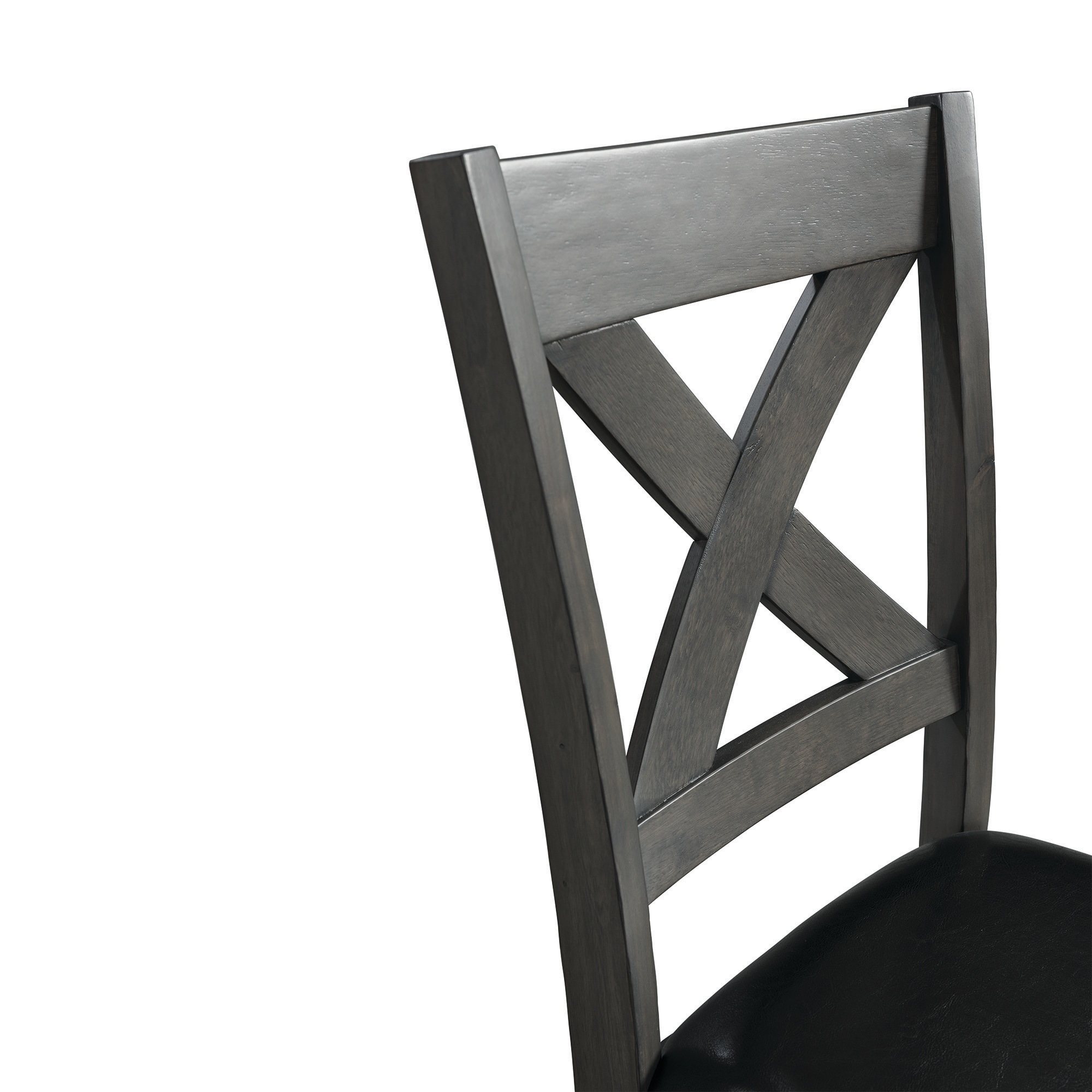Cross-Back Gray Faux Leather Upholstered Side Chair Set