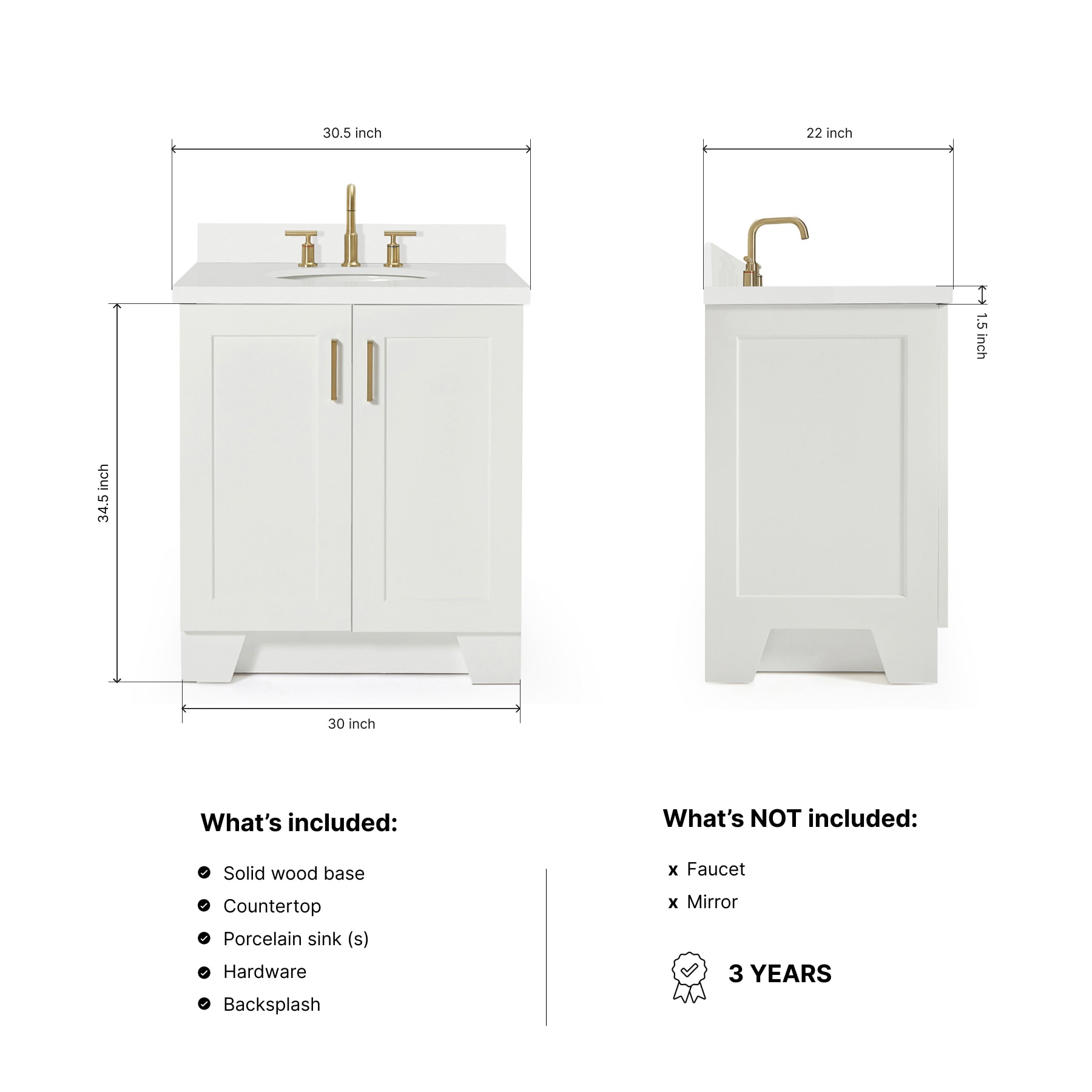 ARIEL Q031SWQOVOWHT Bath-Vanity-Combo - View #3