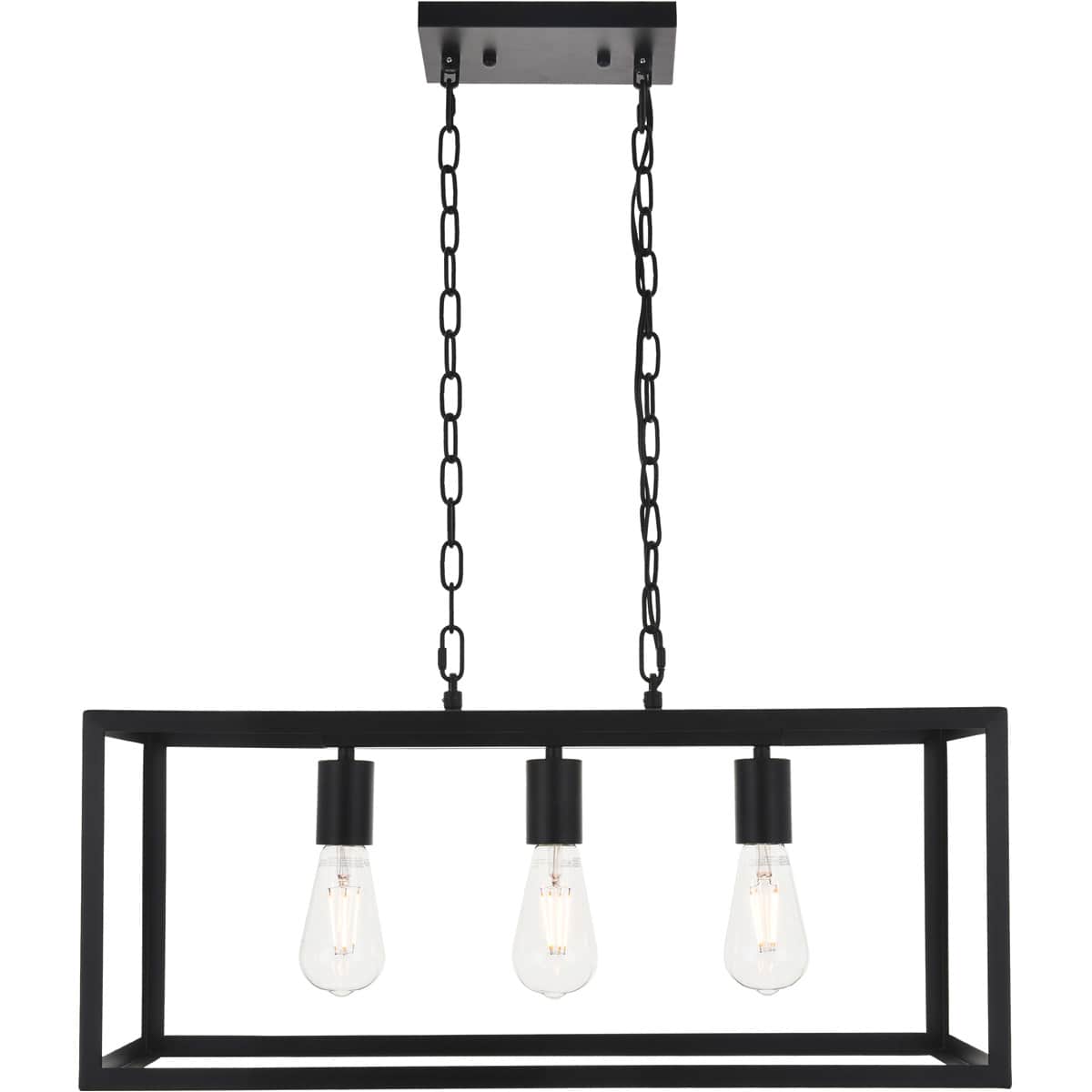 Elegant Lighting Living District LD4063D25BK Resolute 3 Light 25 inch Black Pendant Ceiling Light