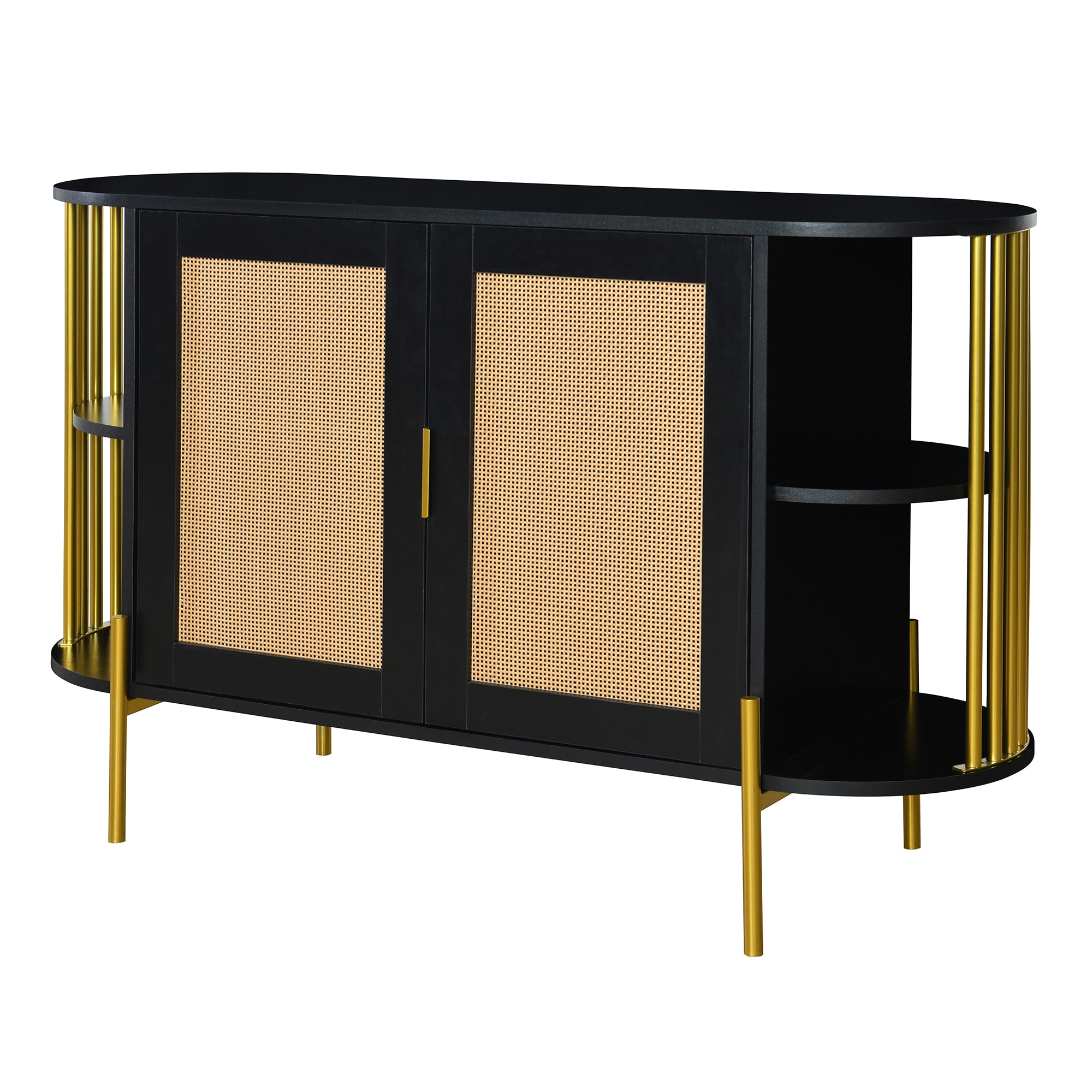 SINOFURN SYA330180BK Contemporary/Modern Black Reclaimed wood Sideboard