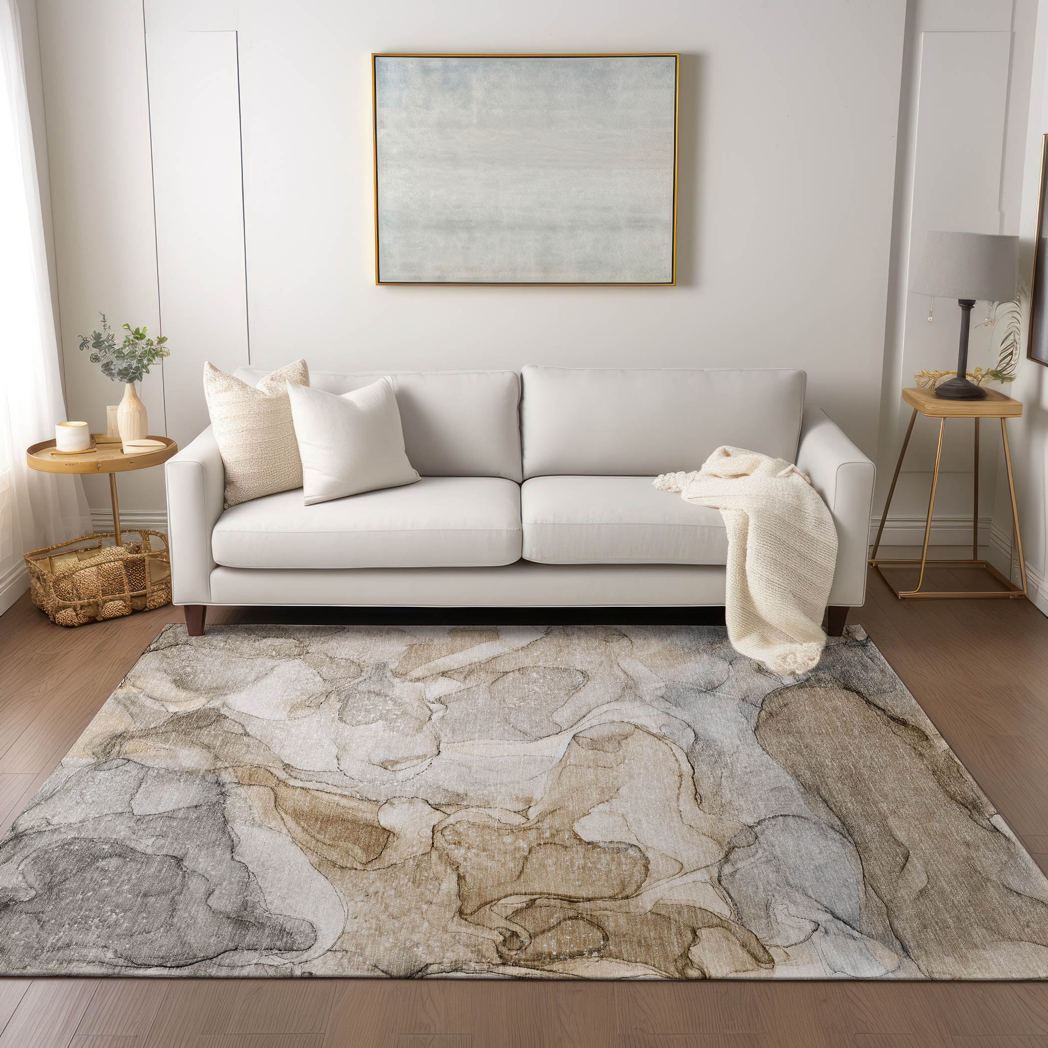 Addison Rugs ACN512BG9X12 Chantille ACN512BG 9 x 12 (ft) Polyester Beige Rectangular Indoor/Outdoor Abstract Machine washable Area rug