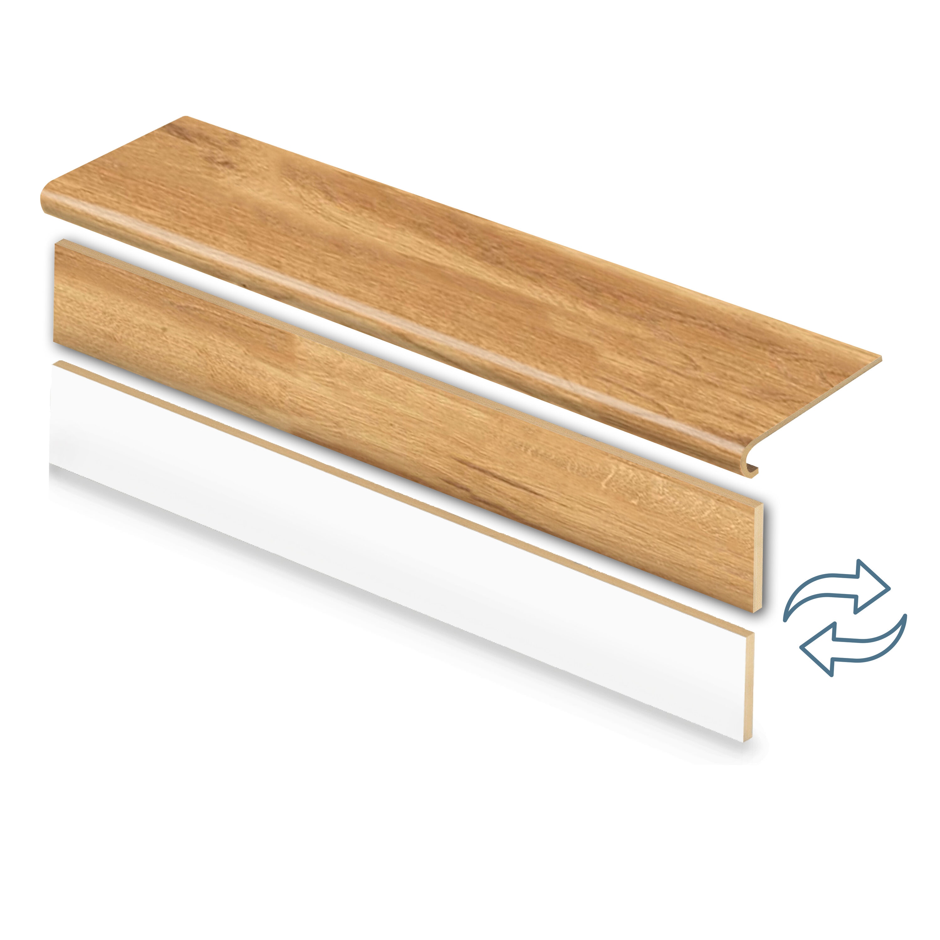 Zamma 20C071757 Cap A Tread Stair Renewal System 47-in x 12.125-in x 1.6875-in Natural Oak Type 1 Kit with Reversible Riser Laminate No return Bullnose Stair Tread