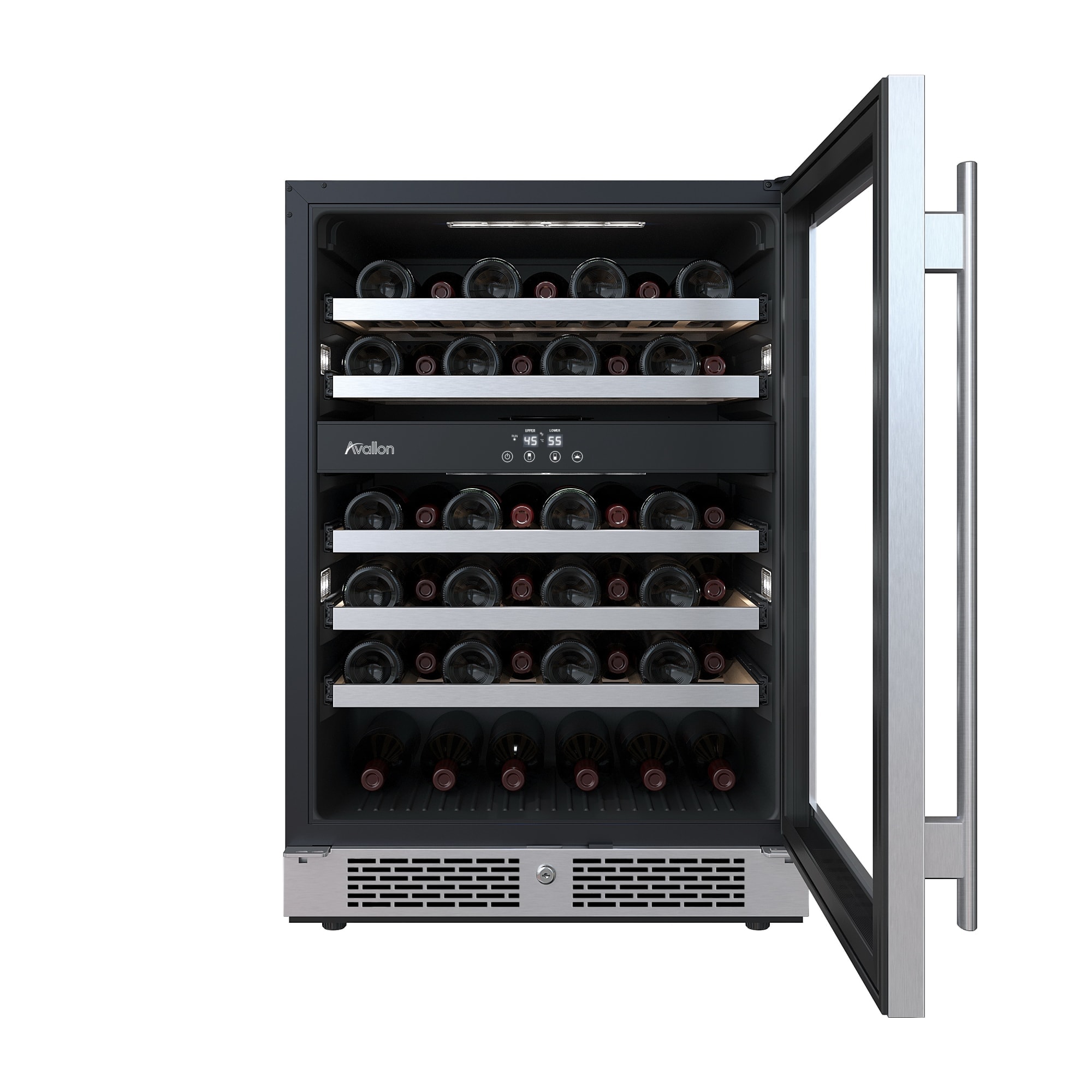 Avallon 24 Inch Dual Zone Wine Cooler with Wood Trim