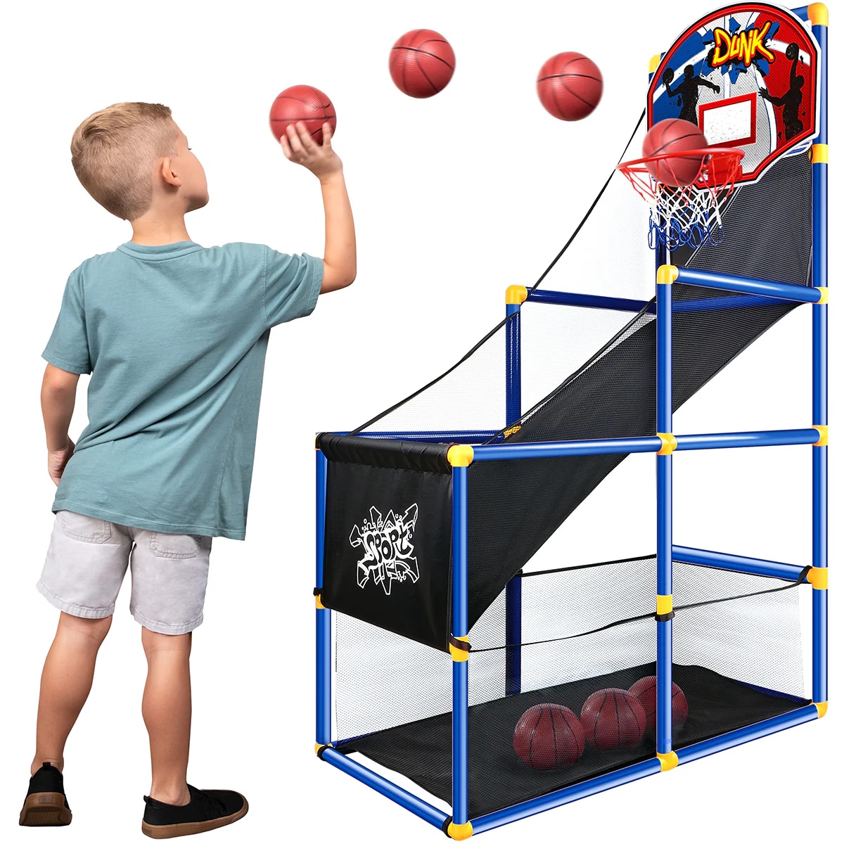 Joyfy 12096 Arcade Basketball Game Set with 4 Balls and Hoop