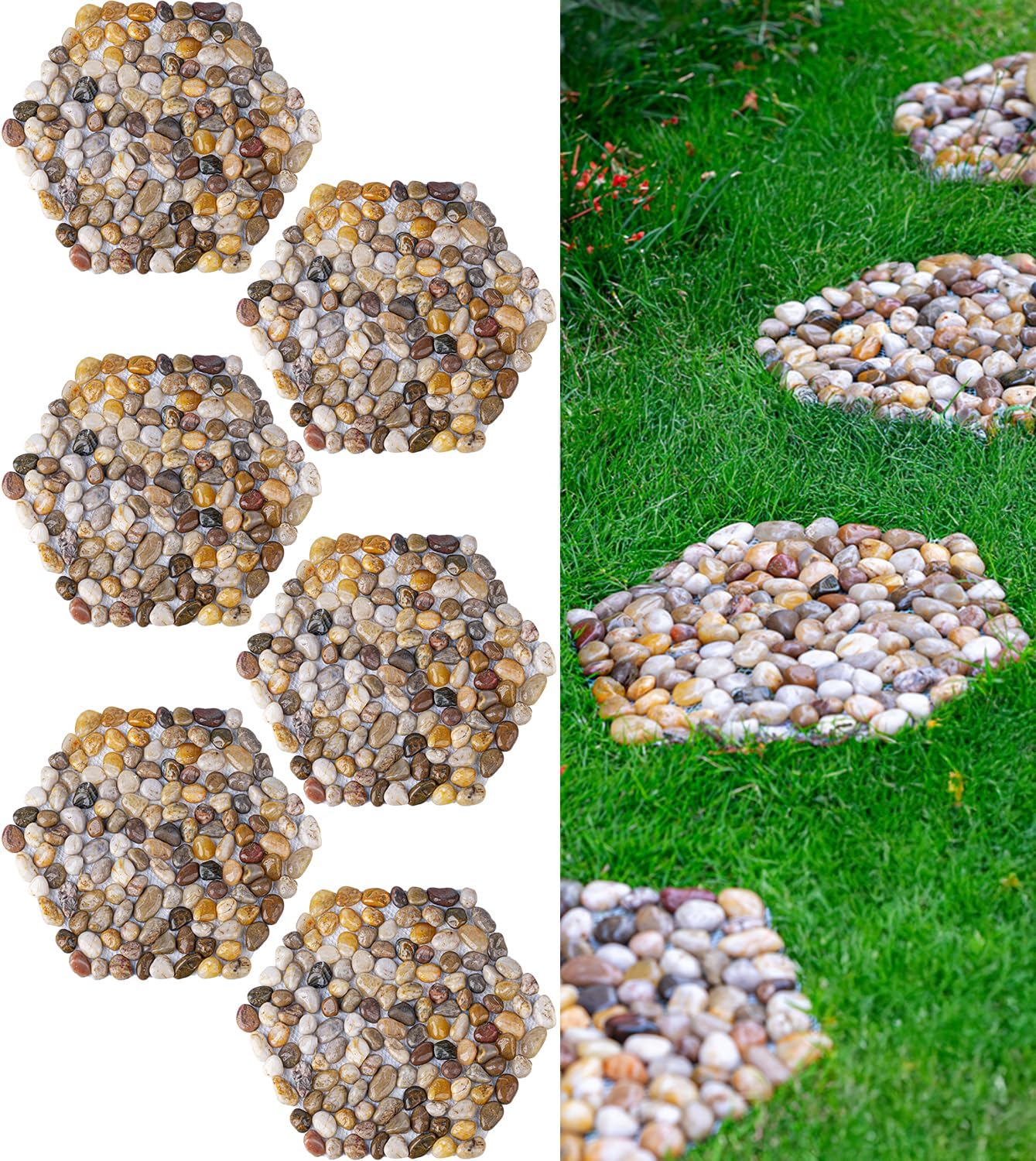 KHKFY  River Rocks Stepping Stones Pavers Outdoor for Garden Walkway Pebbles Polished Gravel for Yard Lawn Patio Pathway Landscaping Set of 6