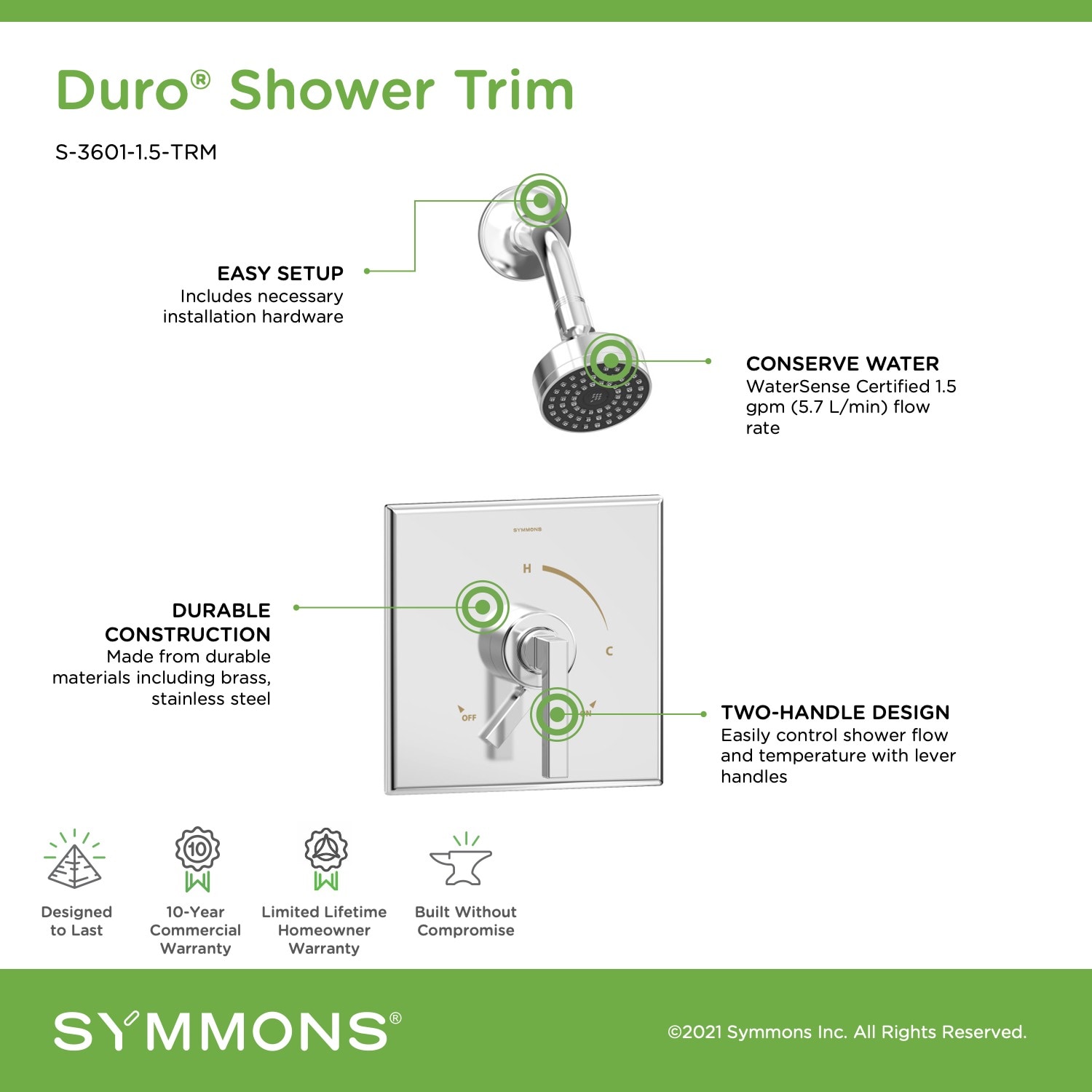 Symmons S-3601-1.5-TRM Tub-Shower-Faucets - View #3